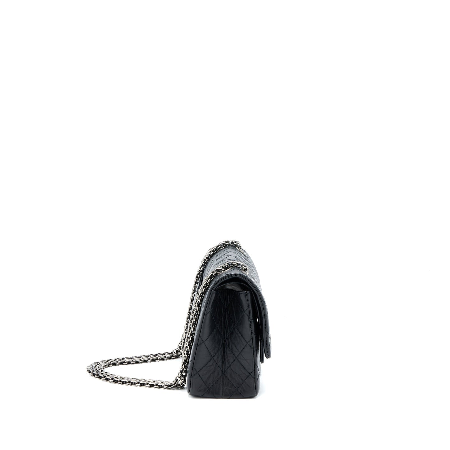 Chanel Small 2.55 255 Double Flap Bag Calfskin Black Ruthenium