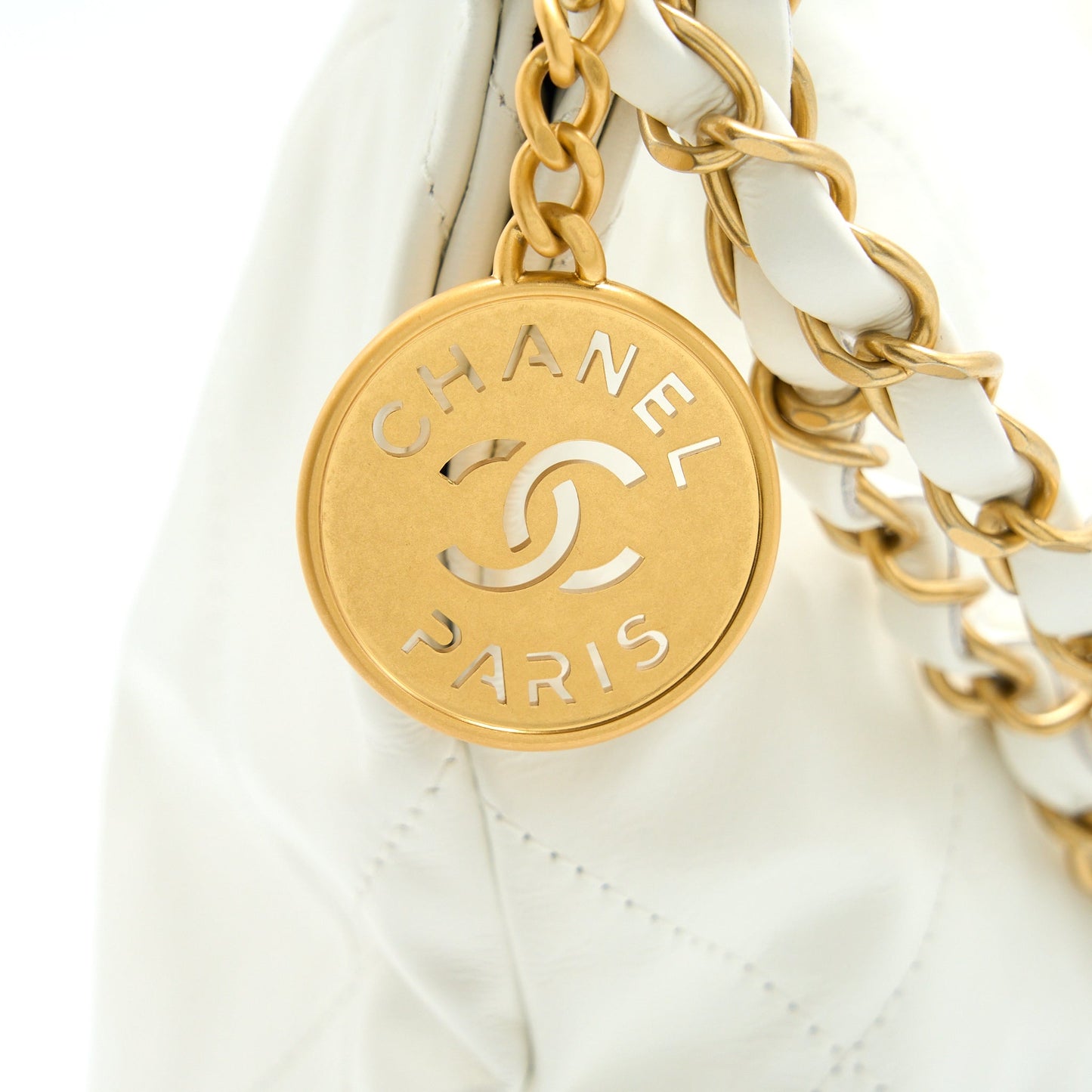 Chanel Small 22 Bag Shiny Calfskin White