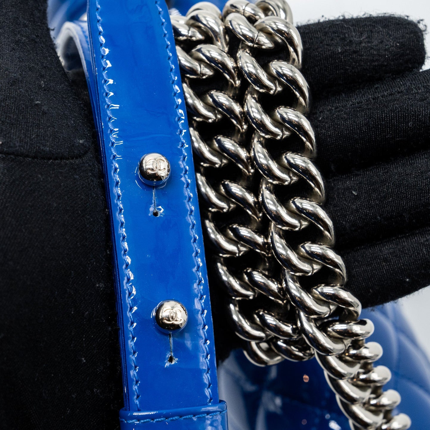 Chanel Medium Boy Bag Patent Dark Blue