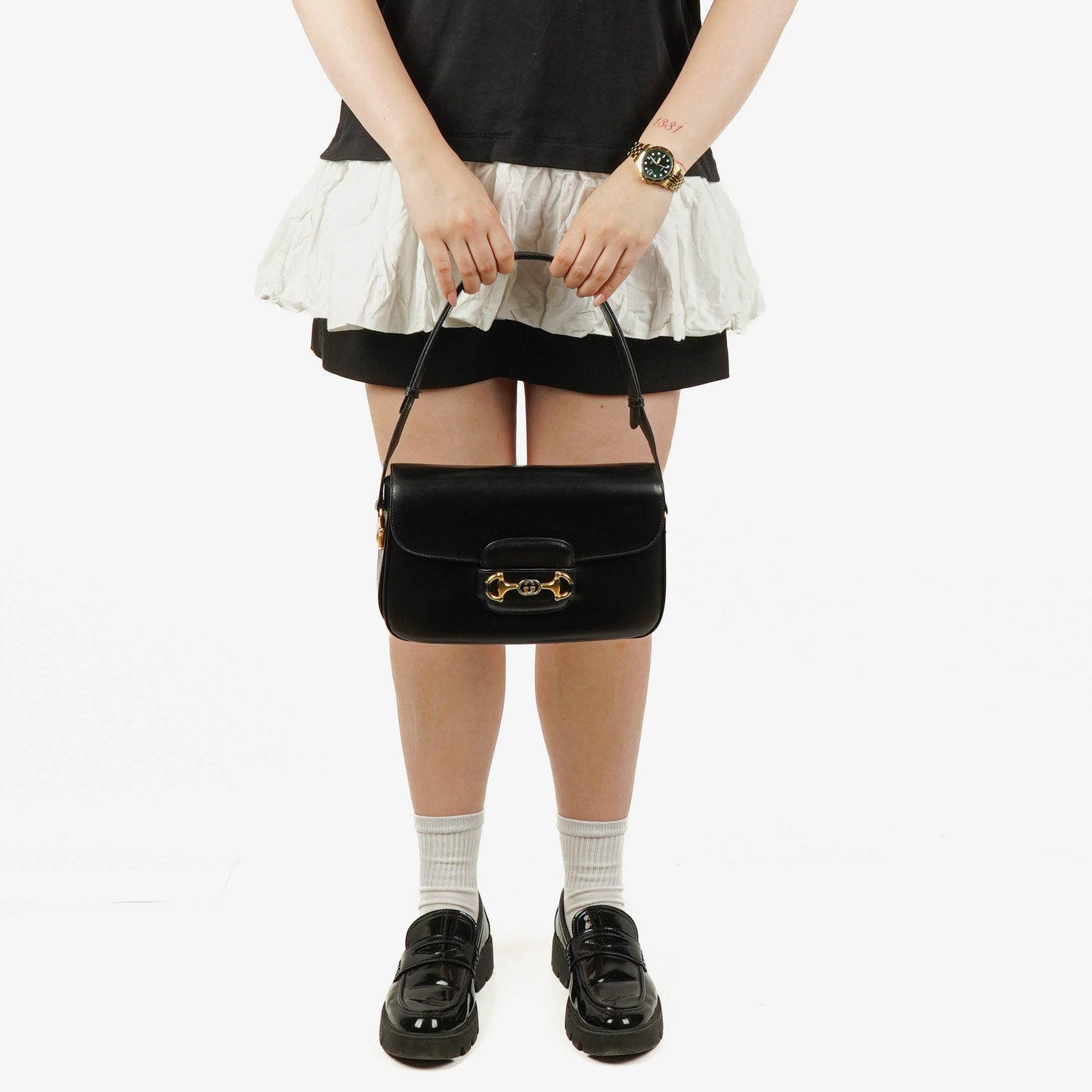 Gucci Black Horsebit 1955 Shoulder Bag