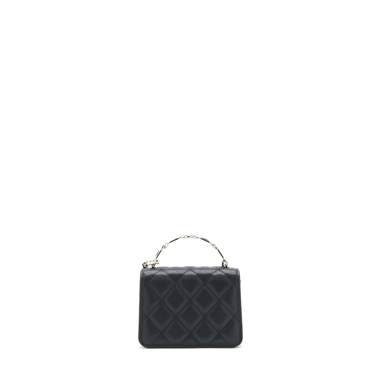 Chanel 22S Giant Chain Top Handle Mini Flap Bag Caviar Black