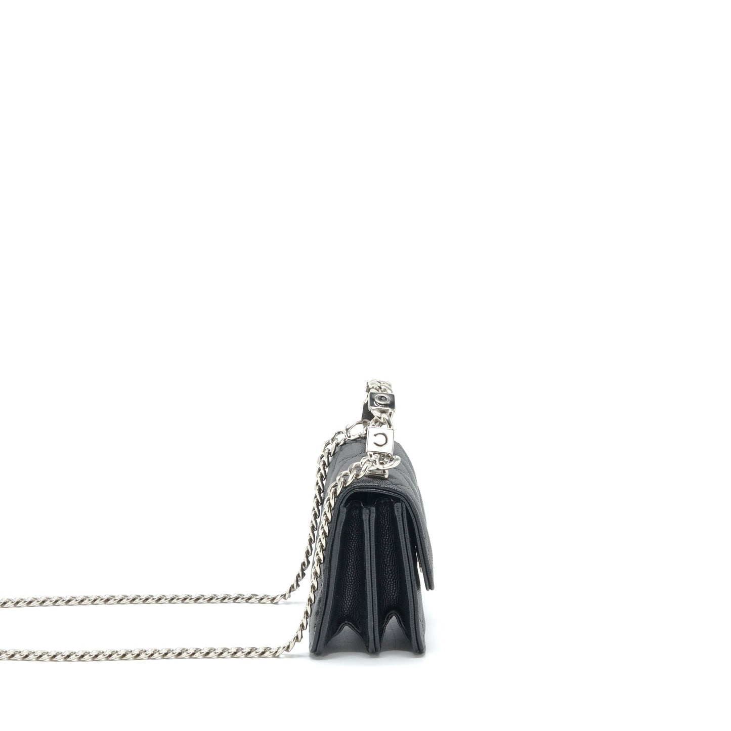Chanel 22S Giant Chain Top Handle Mini Flap Bag Caviar Black