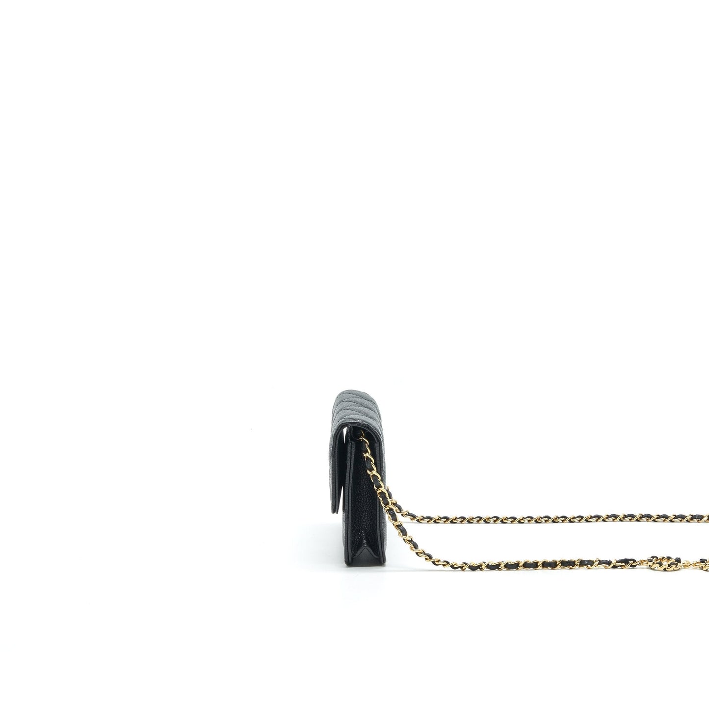 Chanel 21A Flap Card Holder With Chain Black