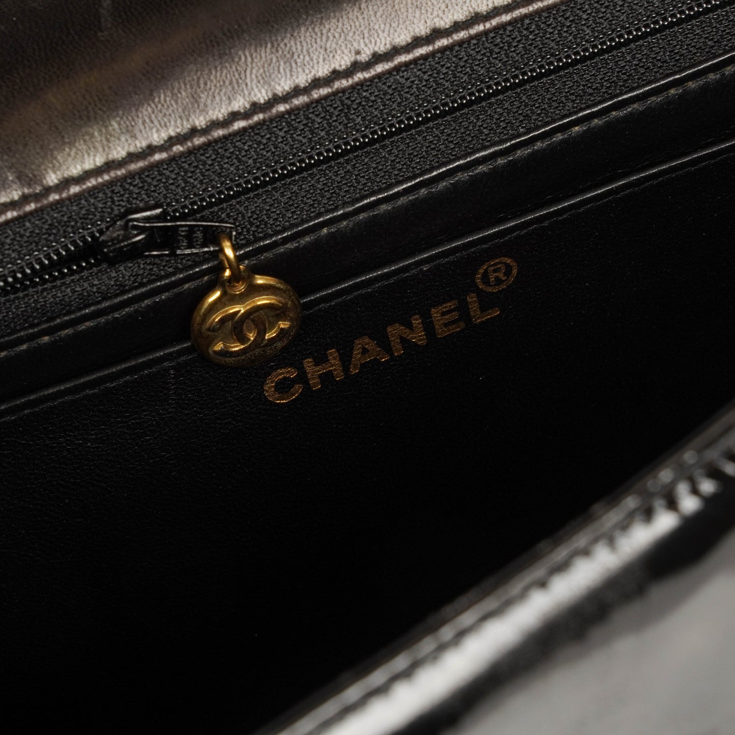 Chanel Jumbo CC Vertical Black Quilted Patent Leather Flap Bag 24K Gold-Plated Hardware