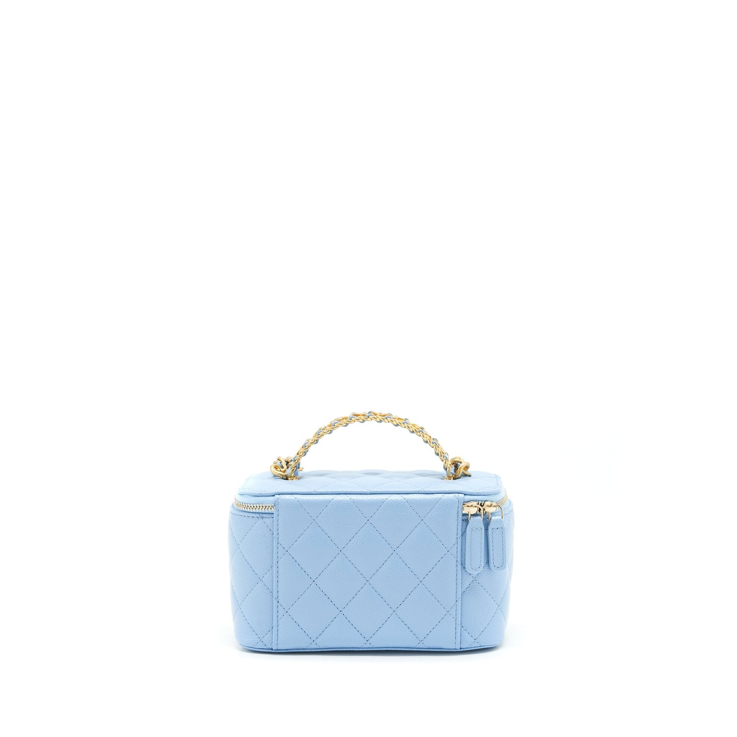 Chanel 22S Long Vanity Case With Letter Handle Caviar Light Blue