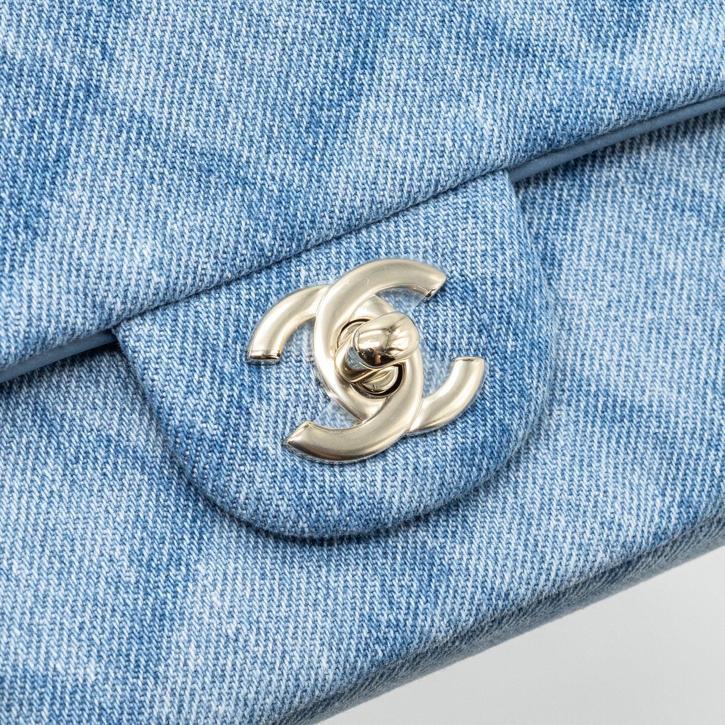 Chanel 22B Mini Rectangular Flap Bag Denim Light Blue L (microchip)