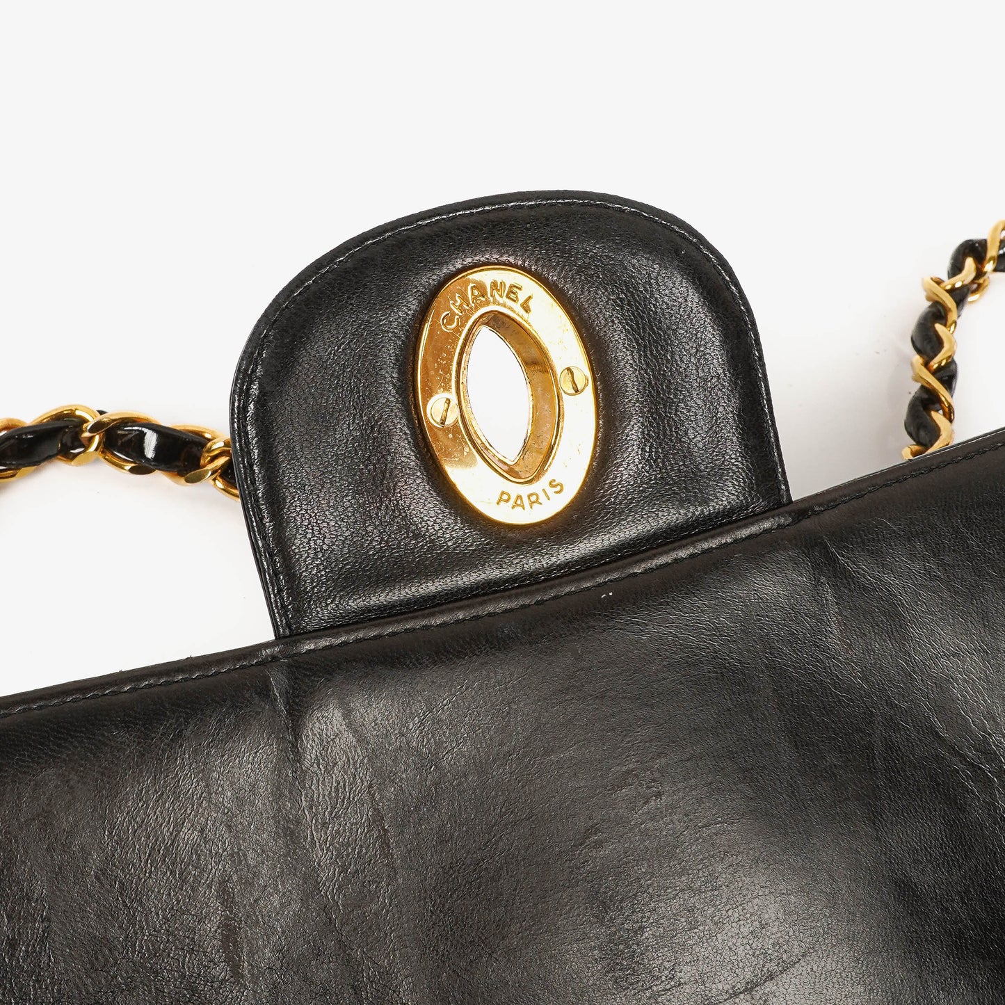 Chanel Jumbo CC Vertical Black Quilted Patent Leather Flap Bag 24K Gold-Plated Hardware