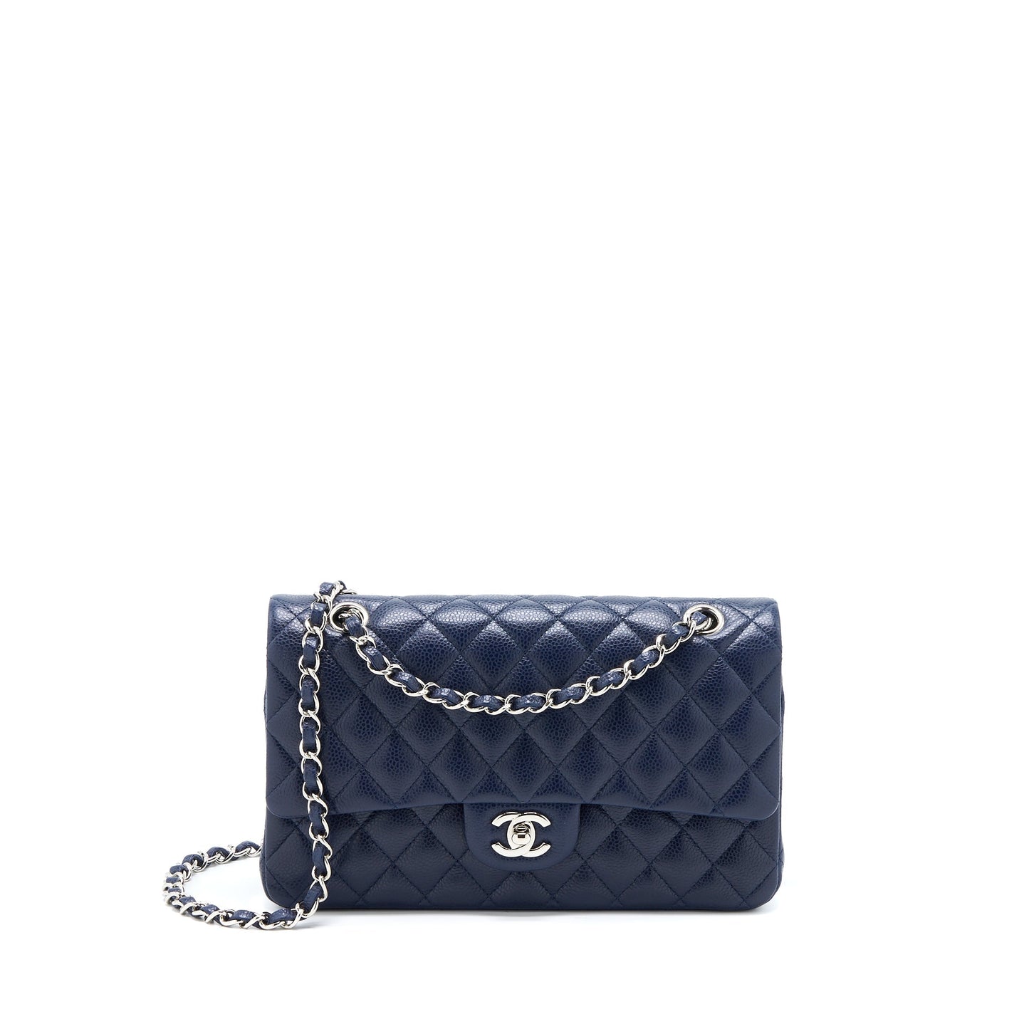 Chanel Medium Classic Double Flap Bag Caviar Navy Blue