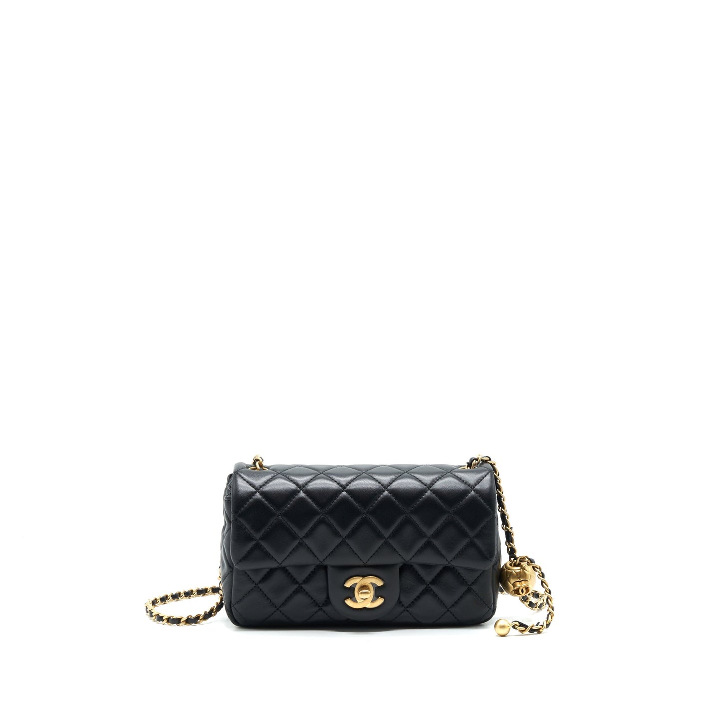 Chanel 22C pearl Crush Mini rectangular Flap Bag Lambskin Black