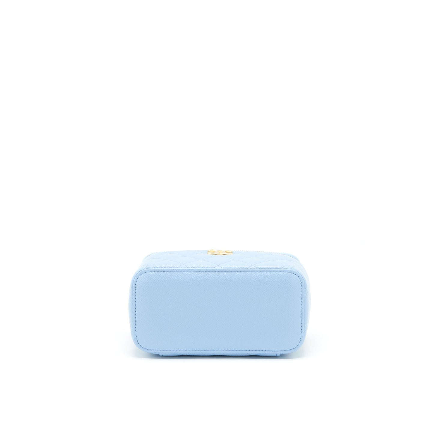 Chanel 22S Long Vanity Case With Letter Handle Caviar Light Blue
