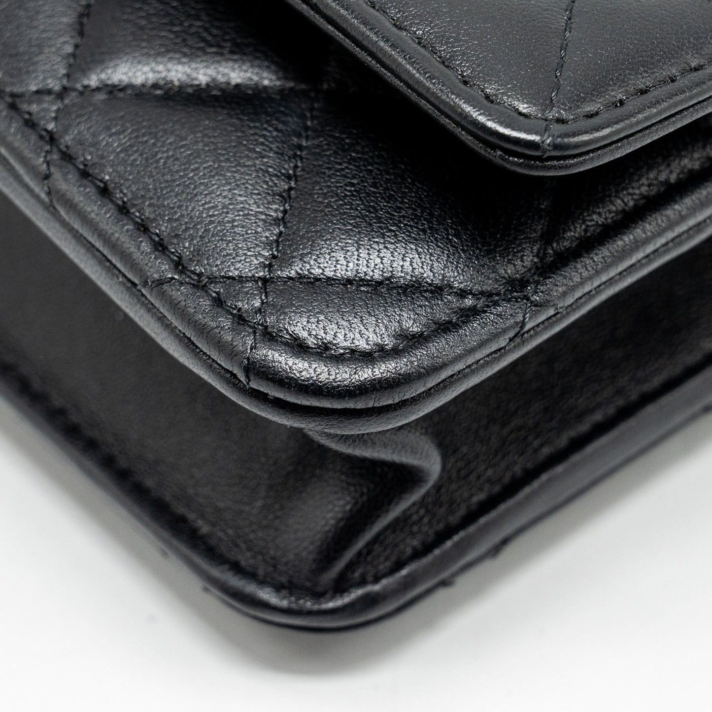 Chanel Pearl Chain Wallet On Chain Lambskin Black L(microchip)
