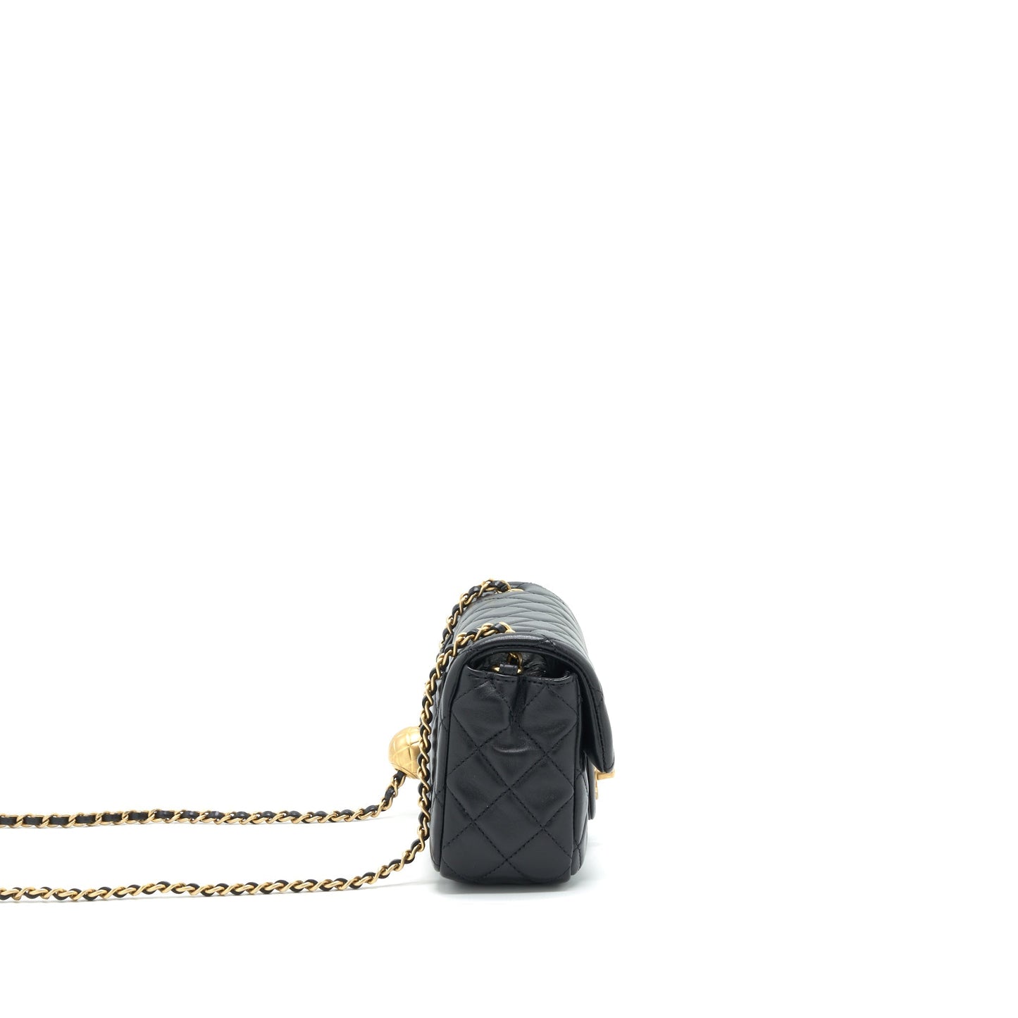 Chanel 22C pearl Crush Mini rectangular Flap Bag Lambskin Black