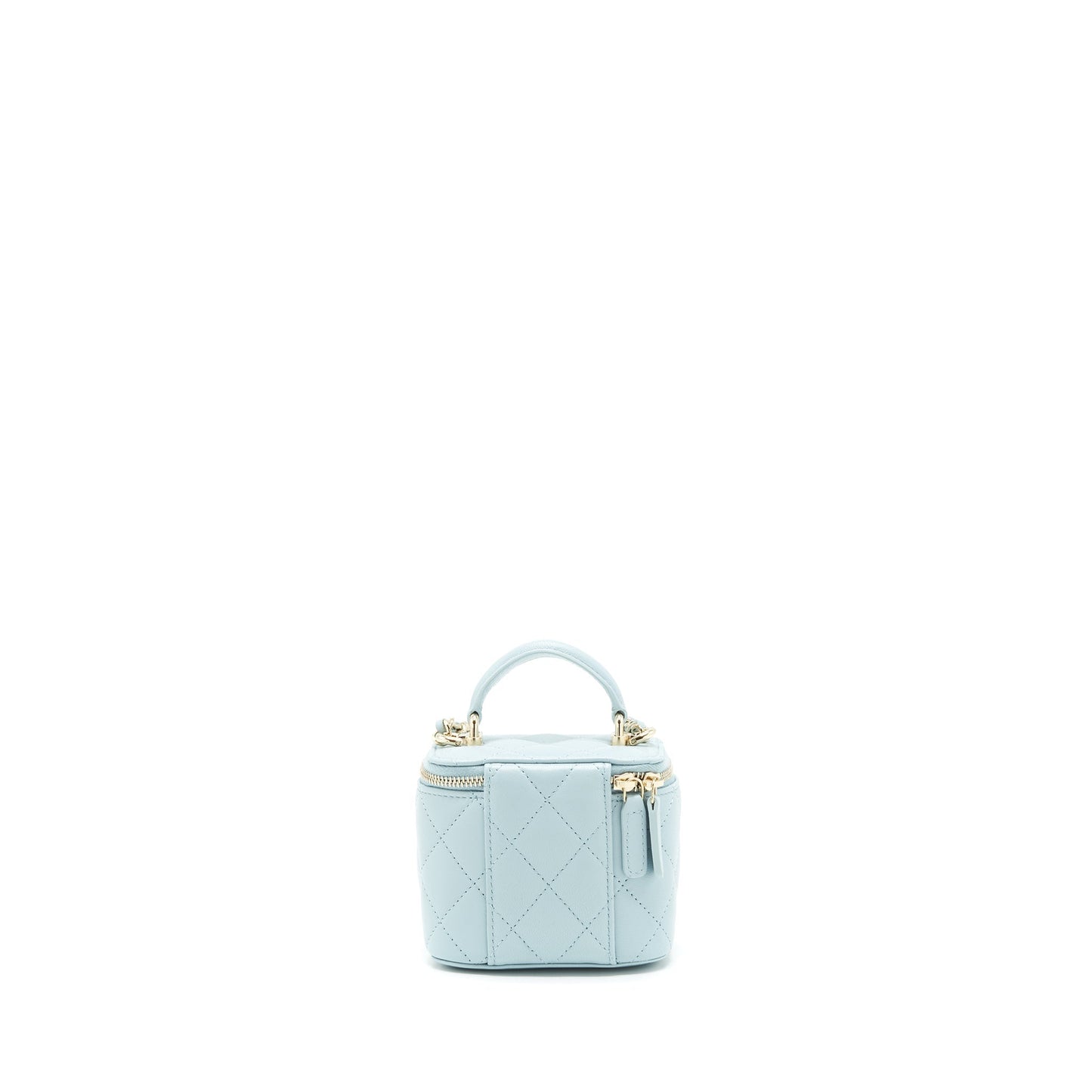 Chanel 22S Mini Top Handle Vanity Case Lambskin Light Blue L