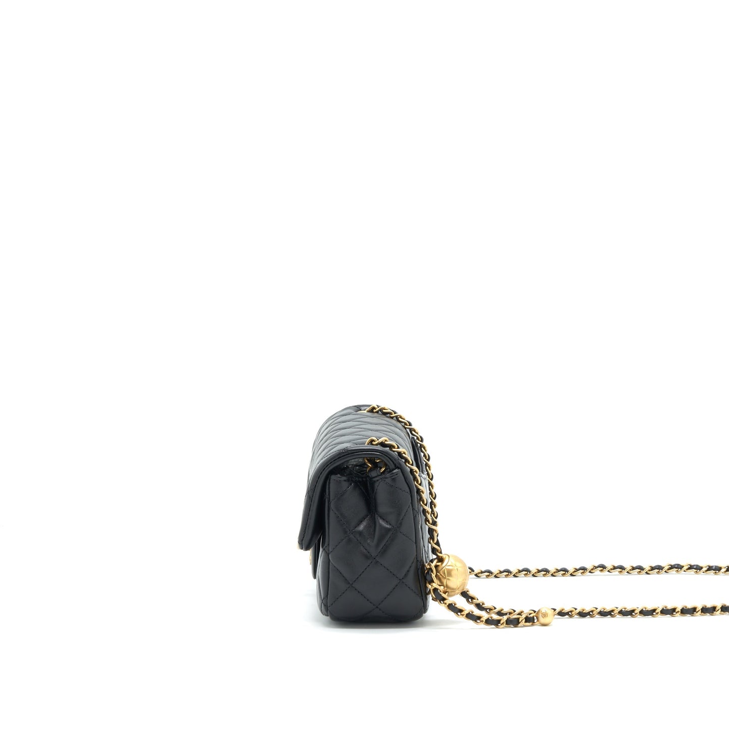 Chanel 22C pearl Crush Mini rectangular Flap Bag Lambskin Black