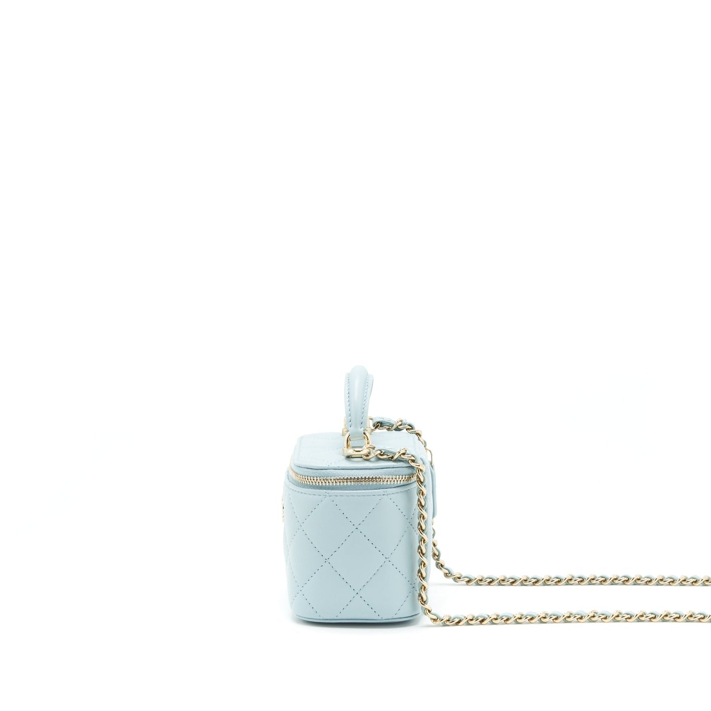Chanel 22S Mini Top Handle Vanity Case Lambskin Light Blue L