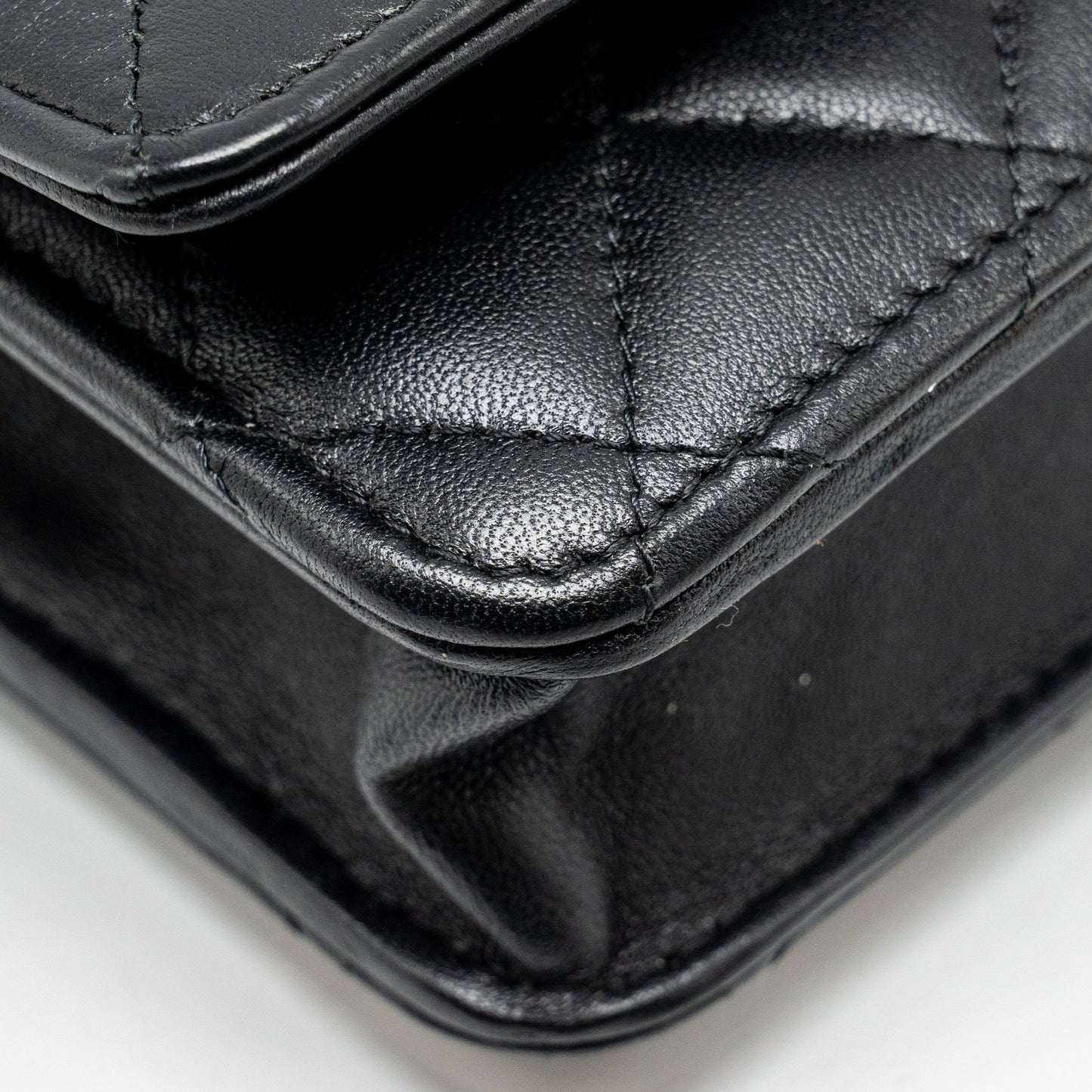 Chanel Pearl Chain Wallet On Chain Lambskin Black L(microchip)