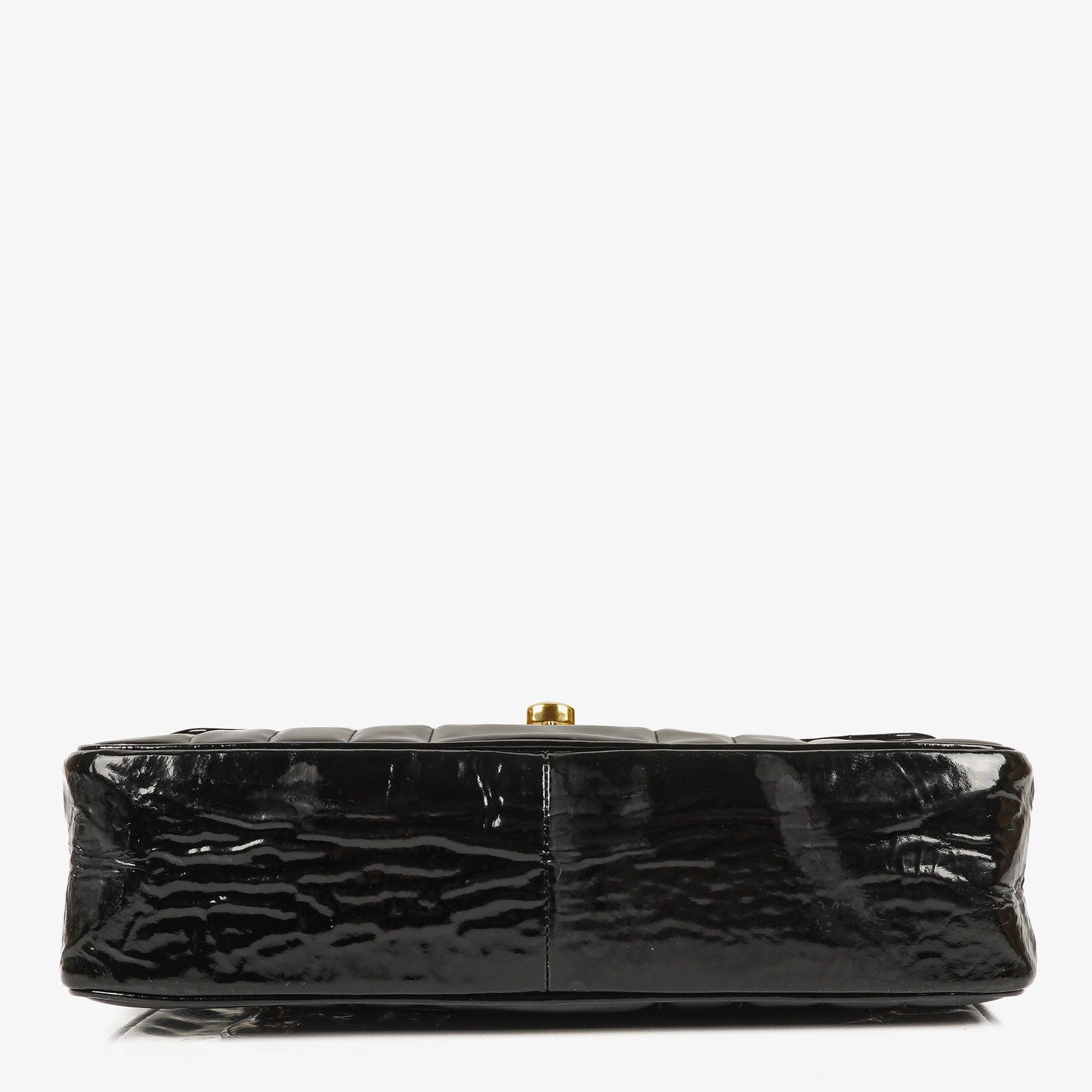 Chanel Jumbo CC Vertical Black Quilted Patent Leather Flap Bag 24K Gold-Plated Hardware