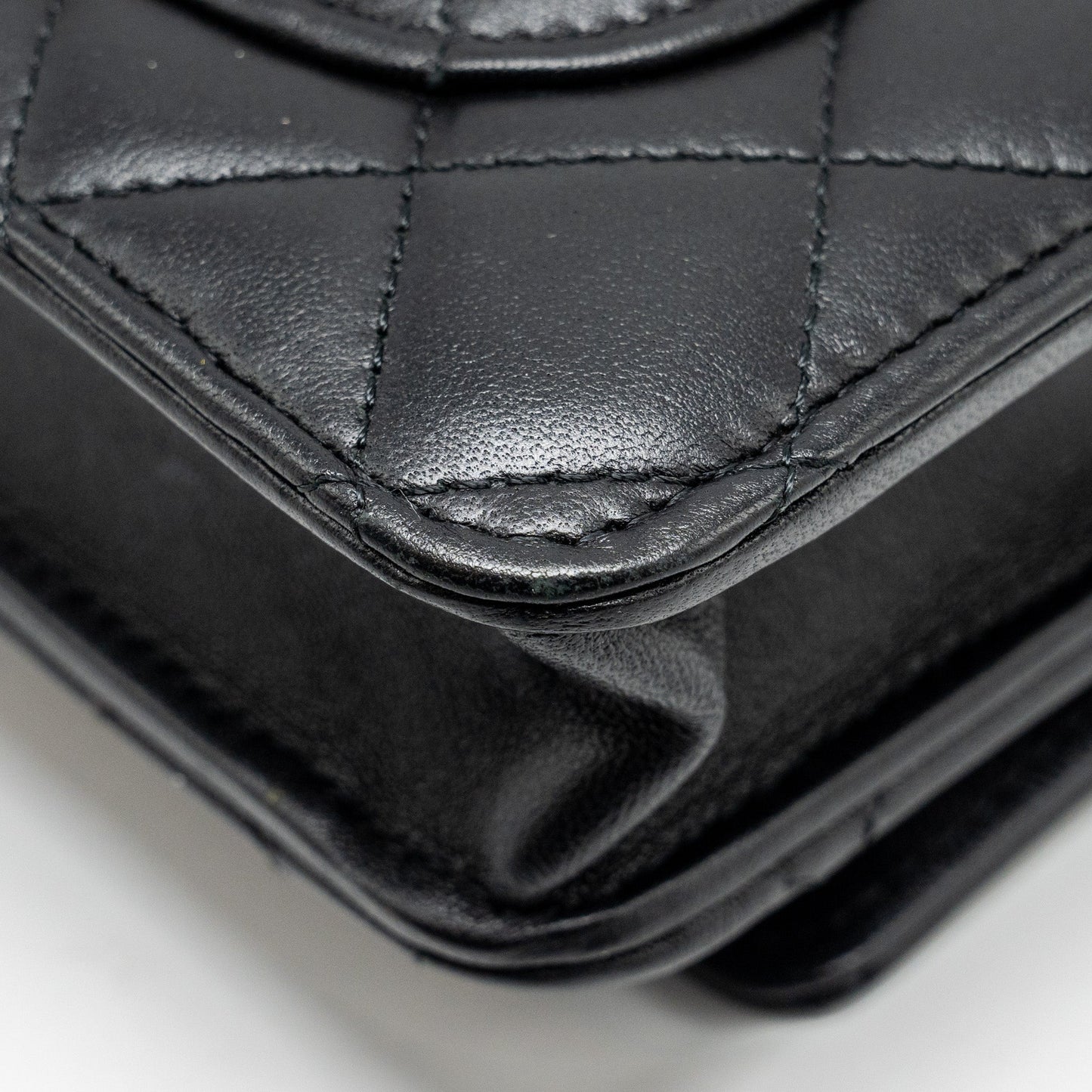 Chanel Pearl Chain Wallet On Chain Lambskin Black L(microchip)