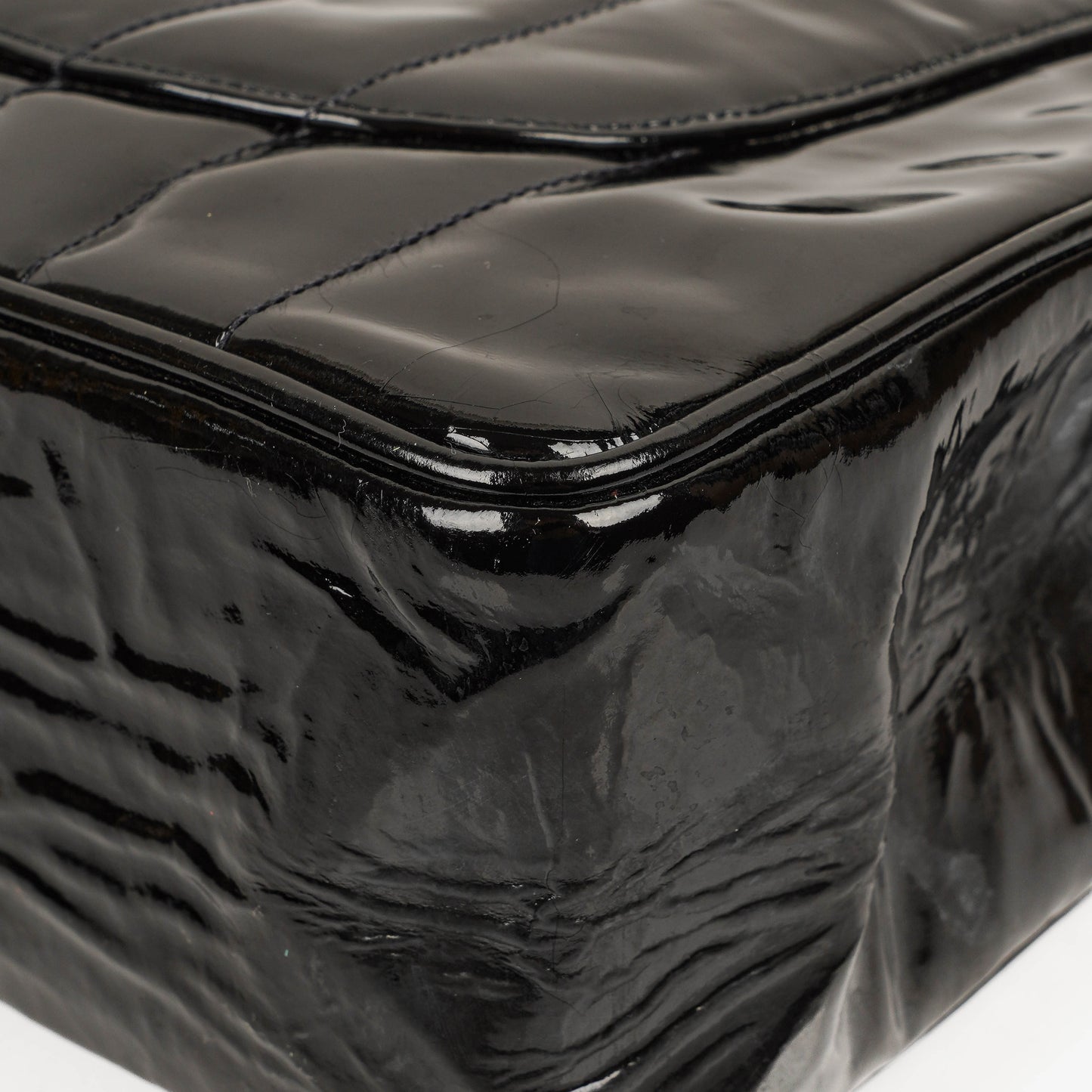 Chanel Jumbo CC Vertical Black Quilted Patent Leather Flap Bag 24K Gold-Plated Hardware