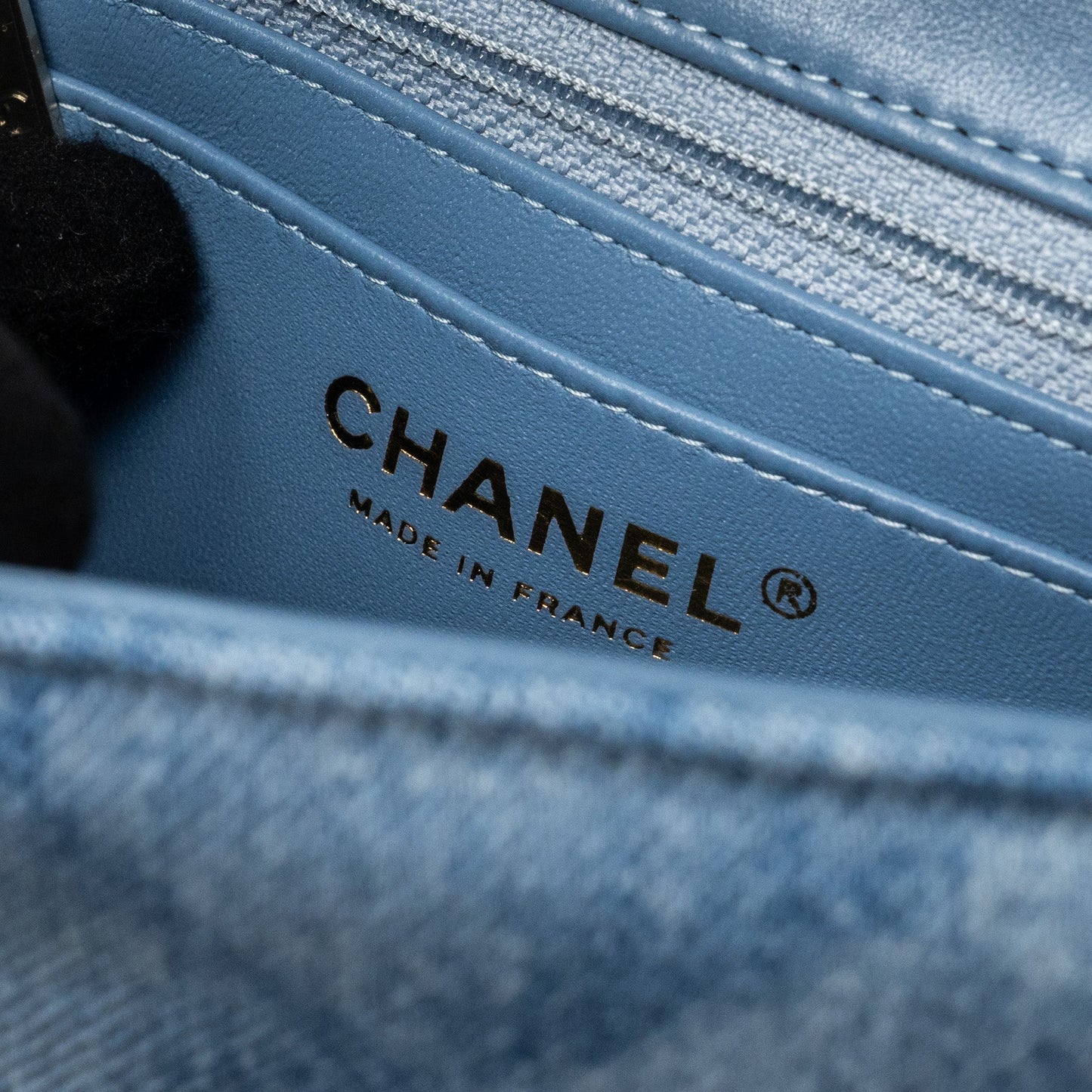 Chanel 22B Mini Rectangular Flap Bag Denim Light Blue L (microchip)