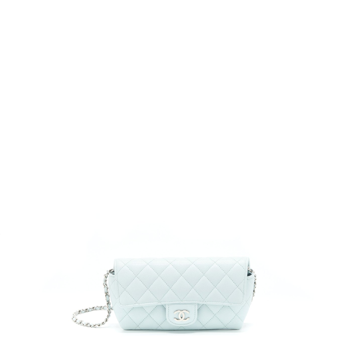 Chanel Glasses Case With Chain Caviar Light Blue