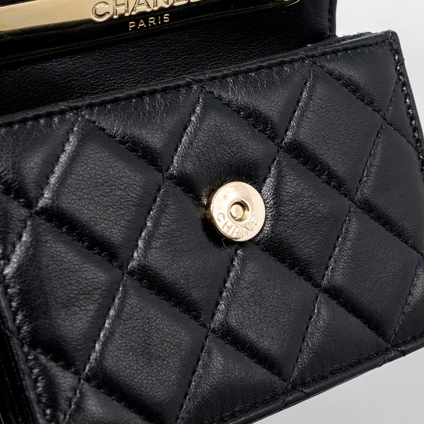 chanel top handle mini flap bag with chain lambskin black L (microchip)
