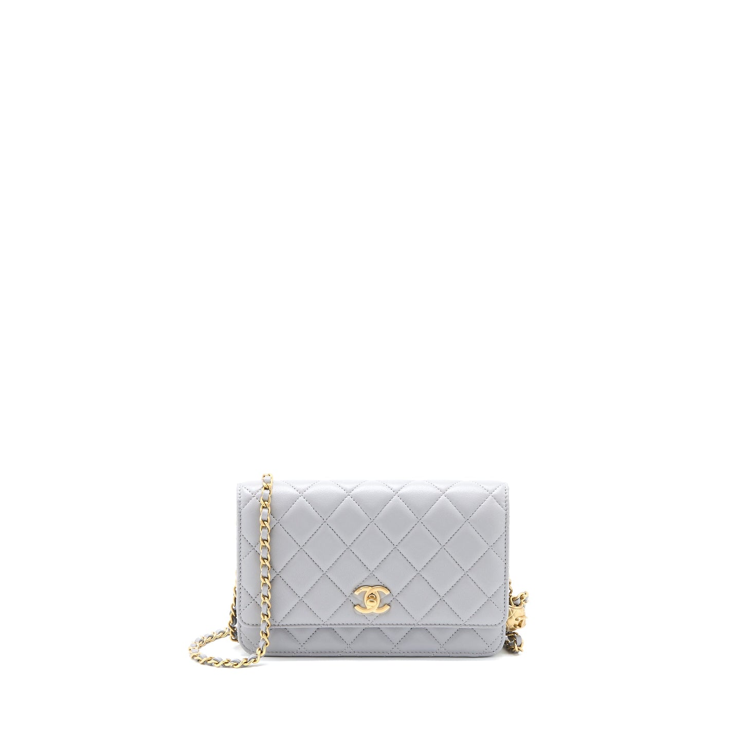 Chanel Pearl Crush Wallet on Chain Lambskin Light Grey  (Microchip)