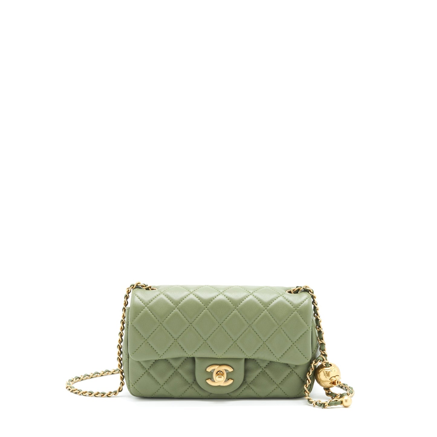 Chanel Pear Crush Mini Rectangular Flap Bag 21B Lambskin Green