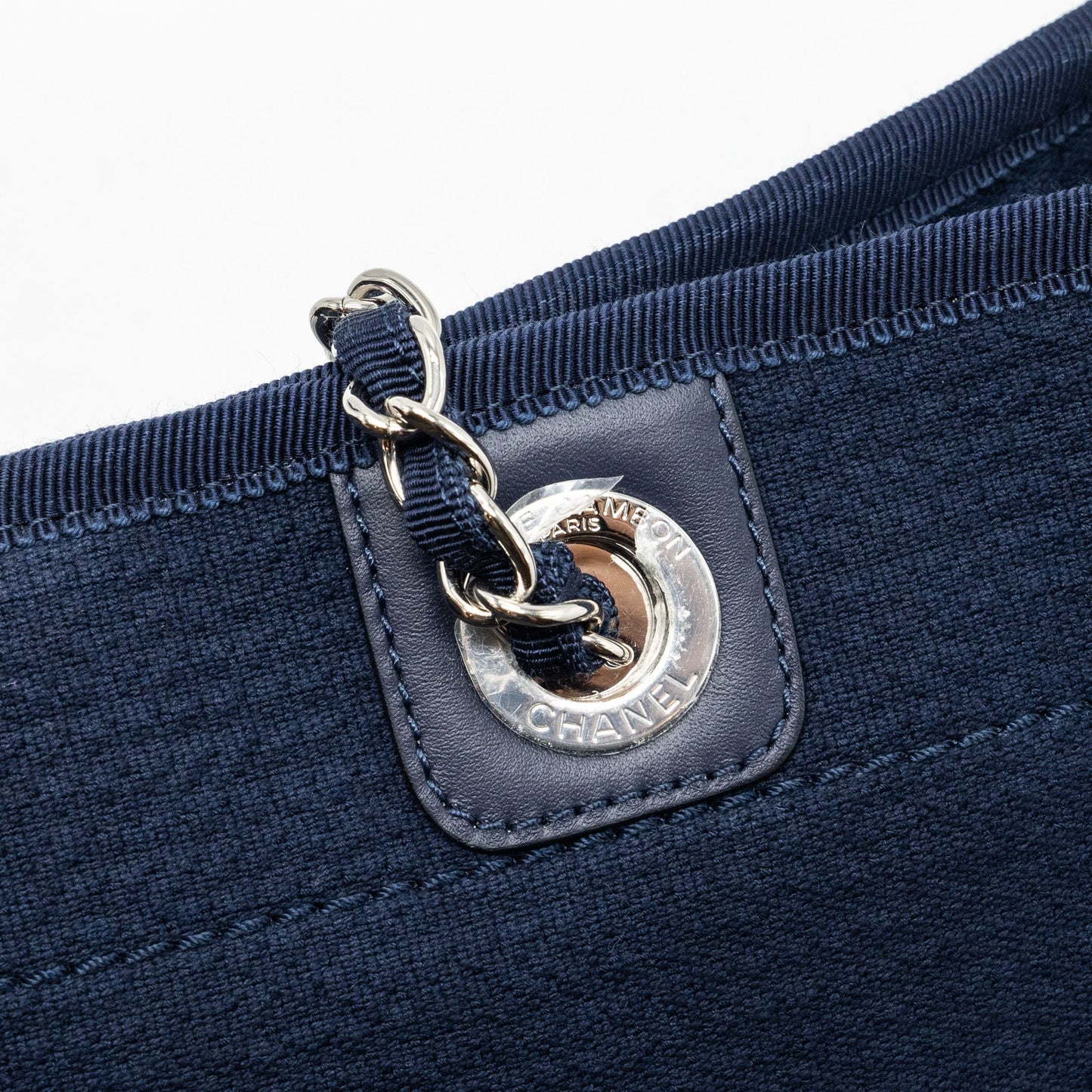 Chanel Deauville Tote Bag Canvas Navy  (microchip)