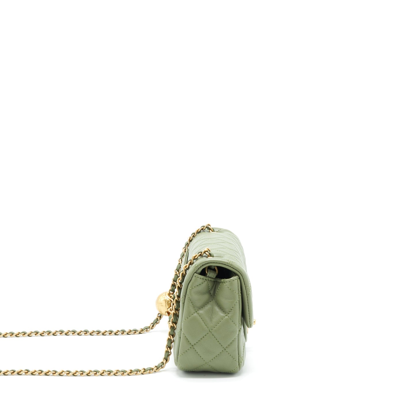 Chanel Pear Crush Mini Rectangular Flap Bag 21B Lambskin Green
