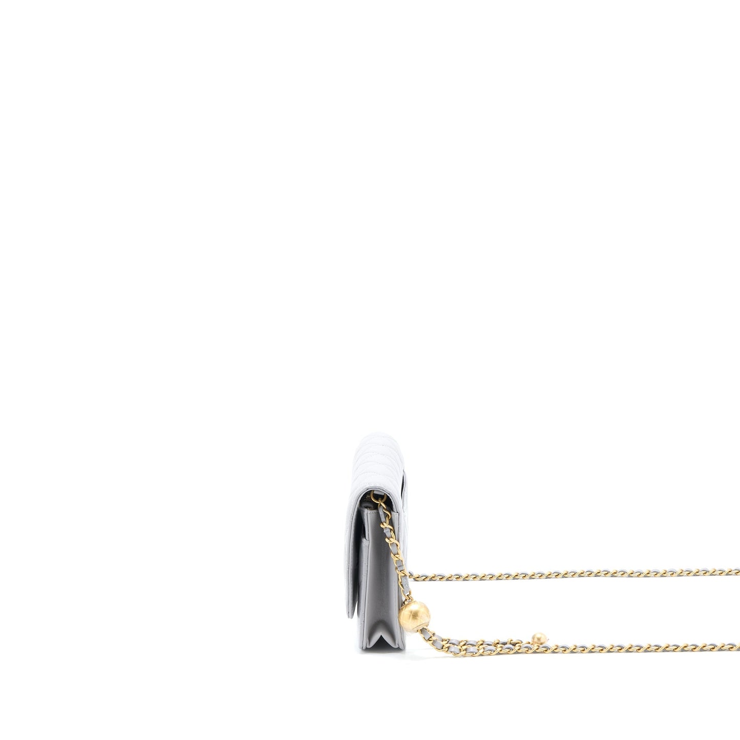 Chanel Pearl Crush Wallet on Chain Lambskin Light Grey  (Microchip)