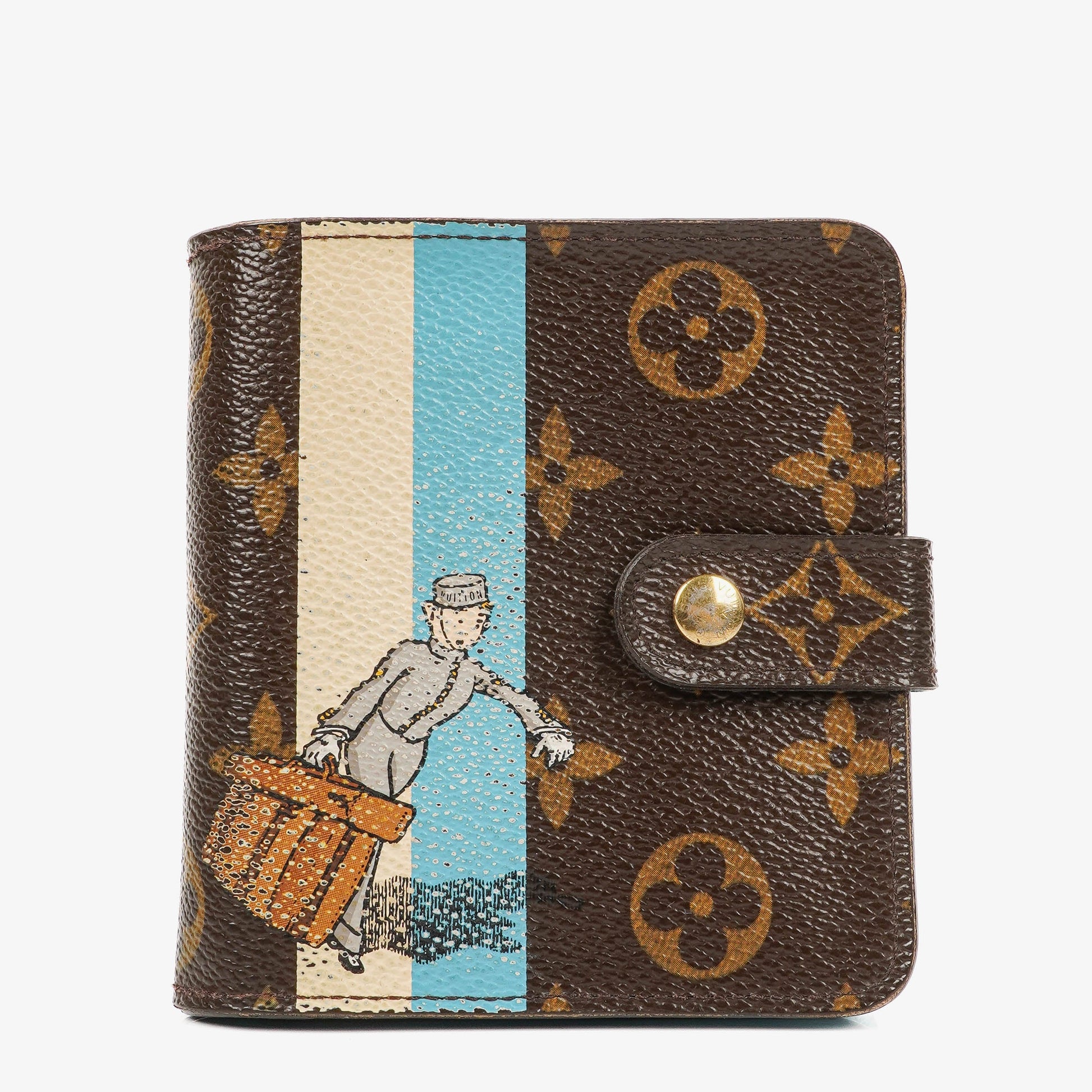 Louis Vuitton Blue Monogram Groom Limited Edition Compact Zippy Wallet