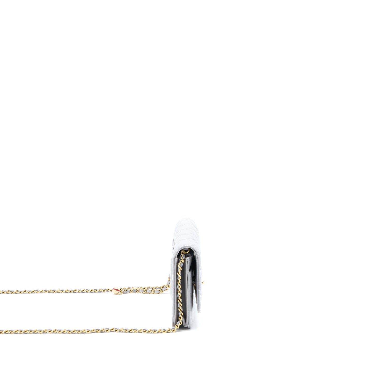 Chanel Pearl Crush Wallet on Chain Lambskin Light Grey  (Microchip)