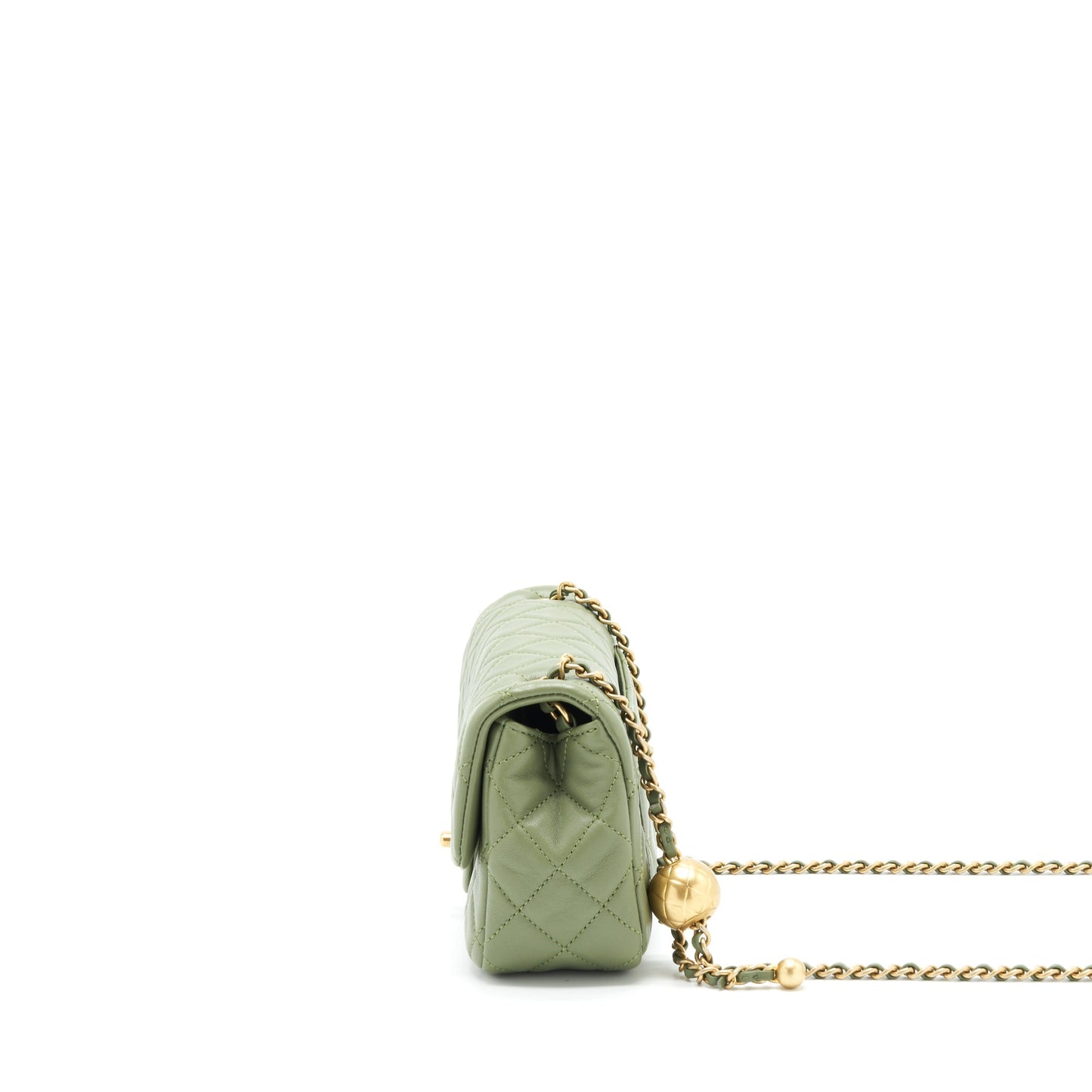 Chanel Pear Crush Mini Rectangular Flap Bag 21B Lambskin Green