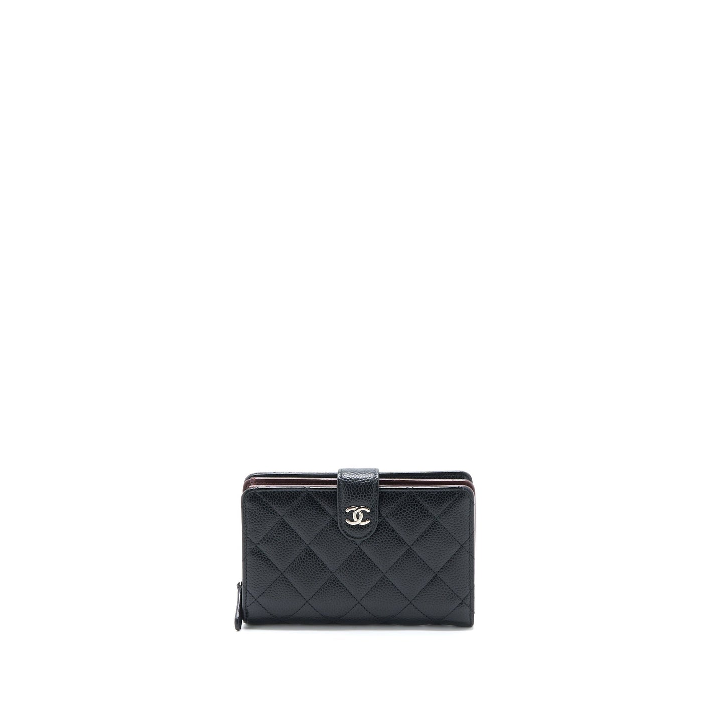 Chanel Compact Zipper Wallet Caviar Black