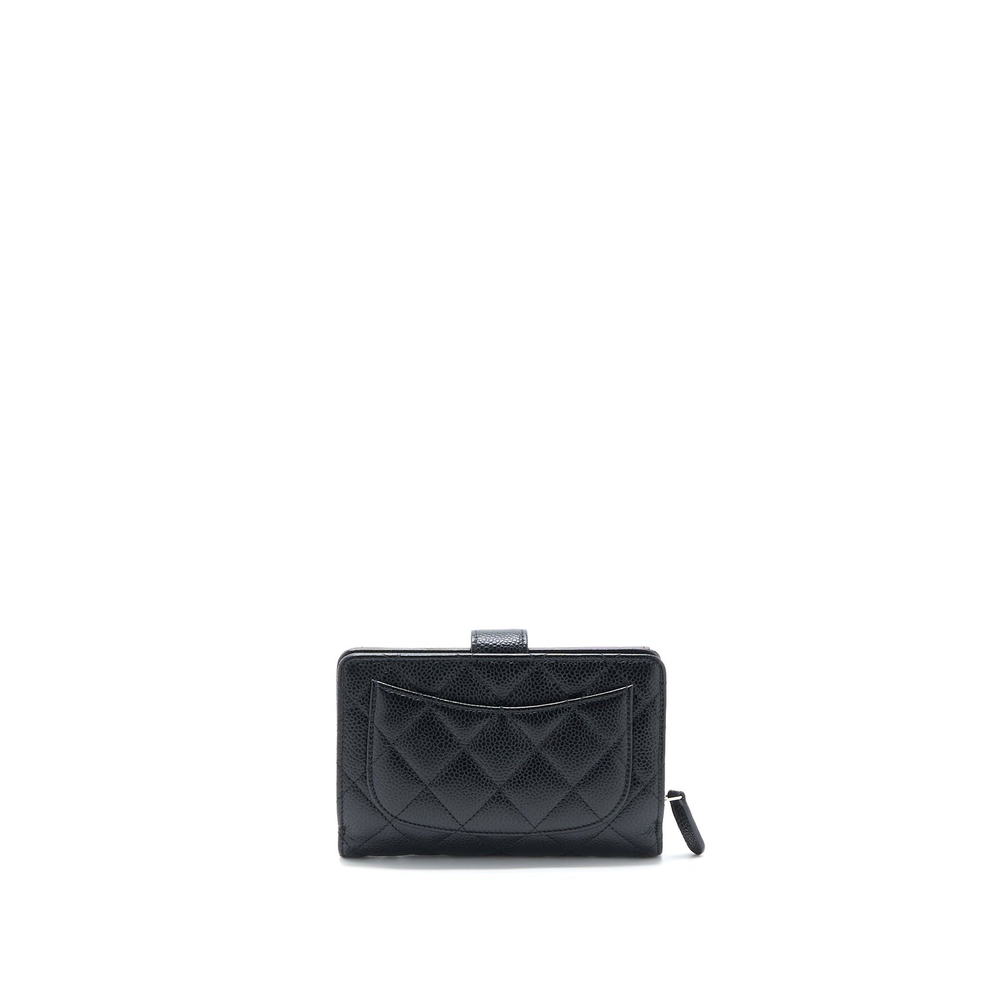 Chanel Compact Zipper Wallet Caviar Black