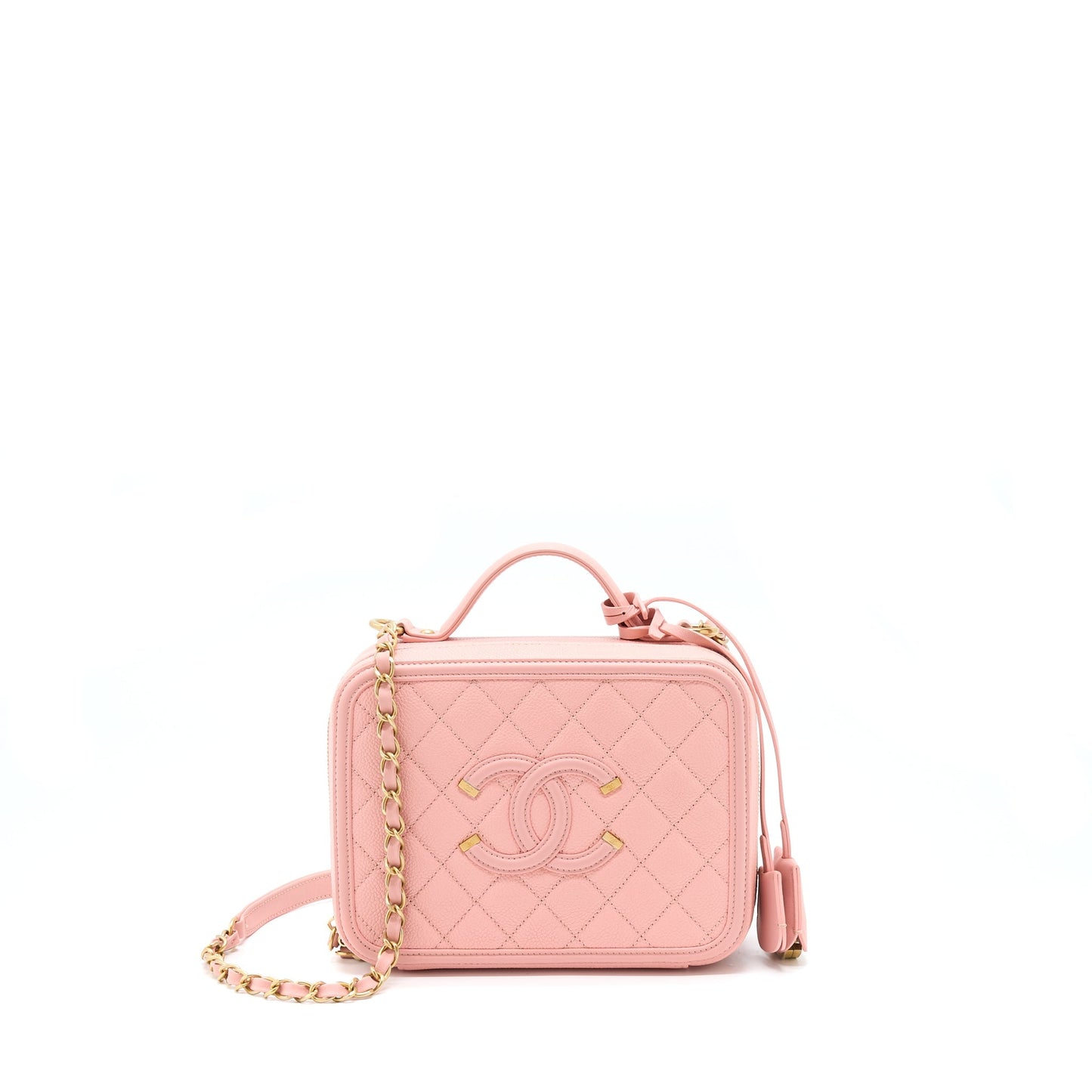 Chanel Filigree Vanity Case Caviar Pink