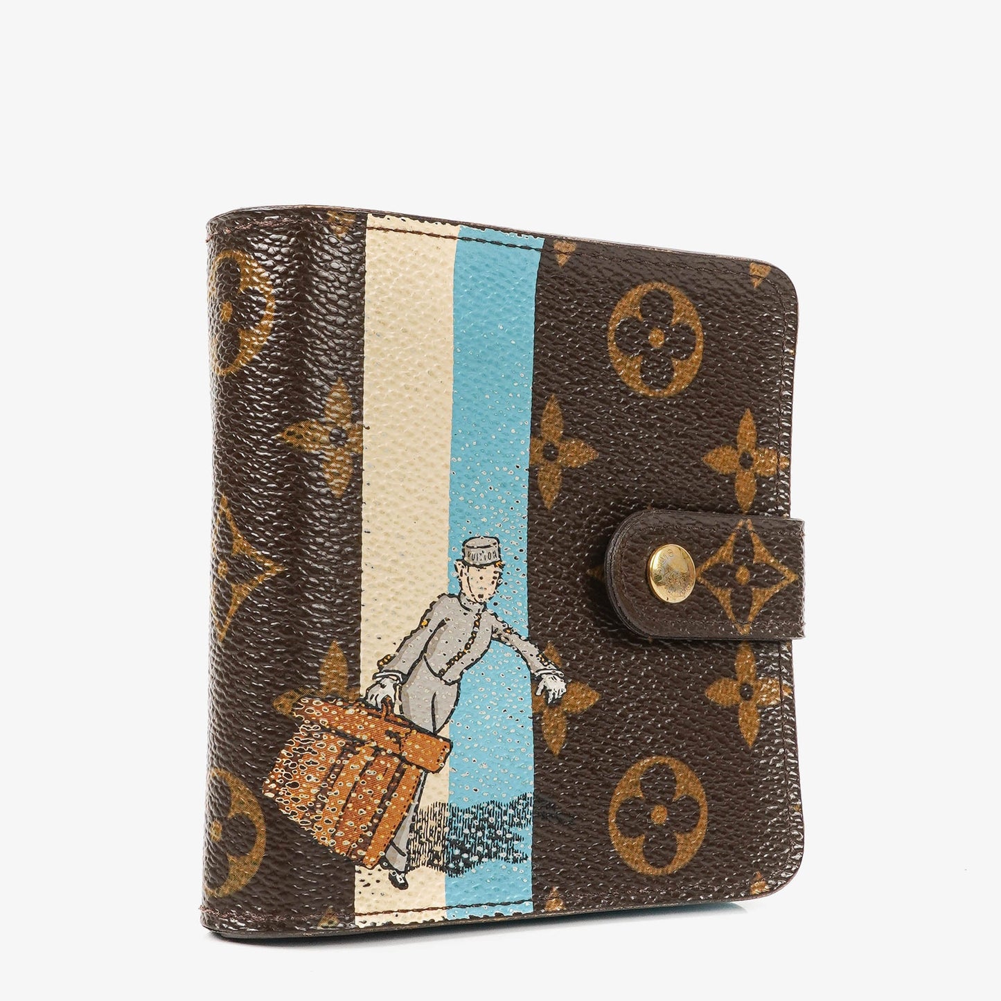 Louis Vuitton Blue Monogram Groom Limited Edition Compact Zippy Wallet