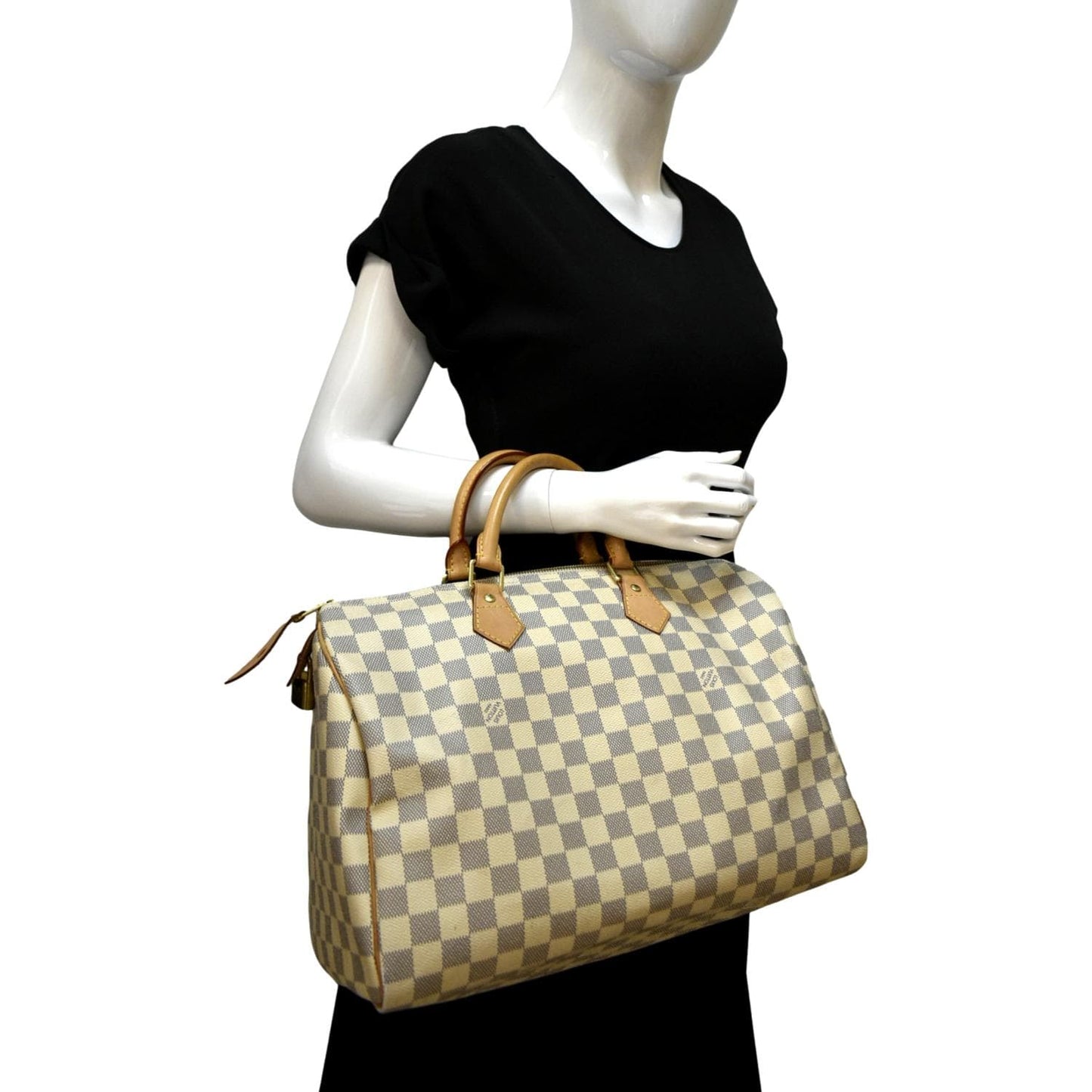 LOUIS VUITTON  35 Damier Azur Satchel Bag White