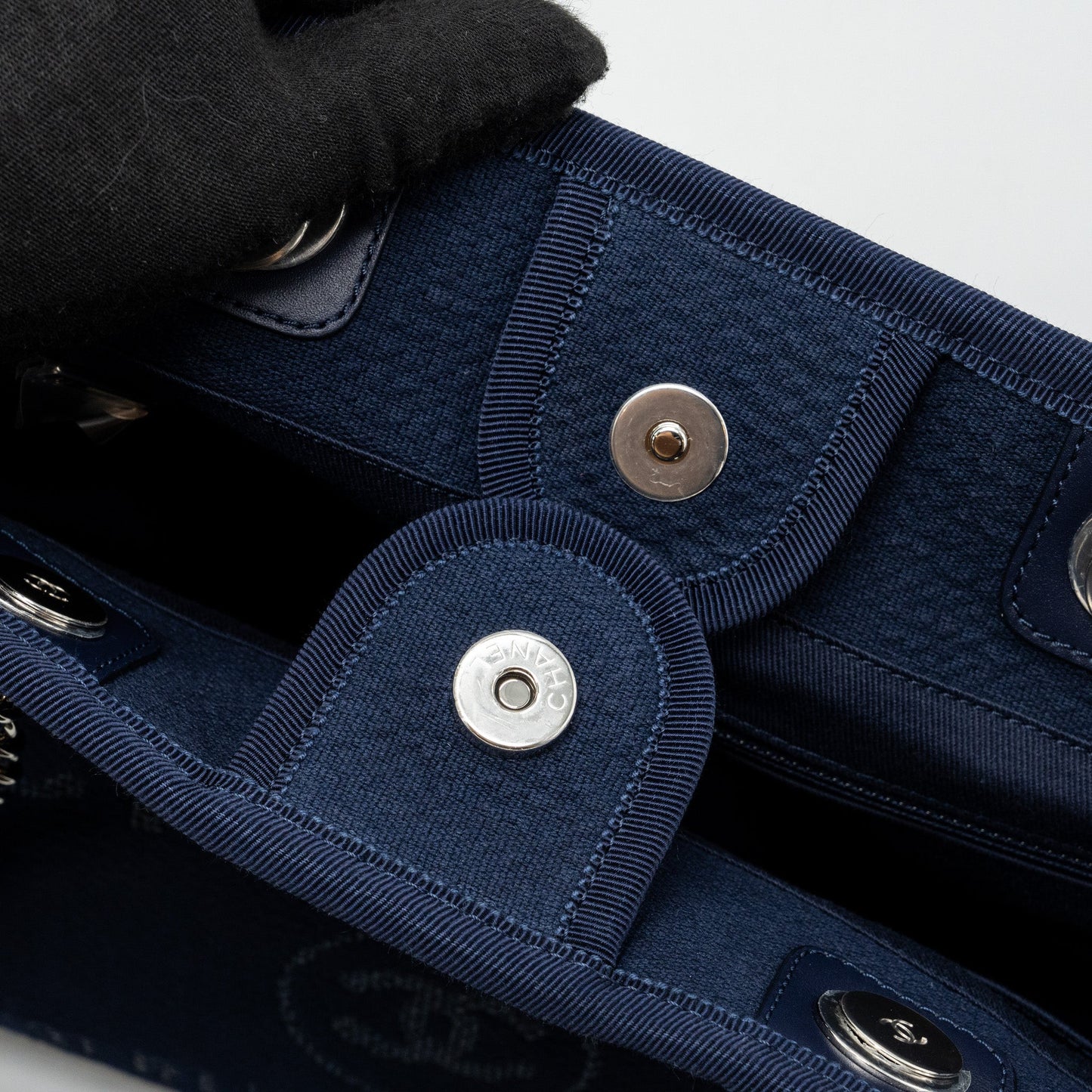 Chanel Deauville Tote Bag Canvas Navy  (microchip)