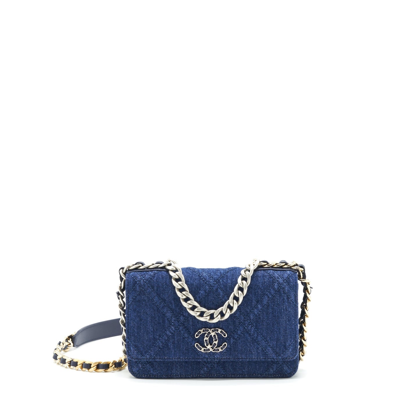 Chanel 22P Denim 19 Wallet On Chain Multicolour Hardware