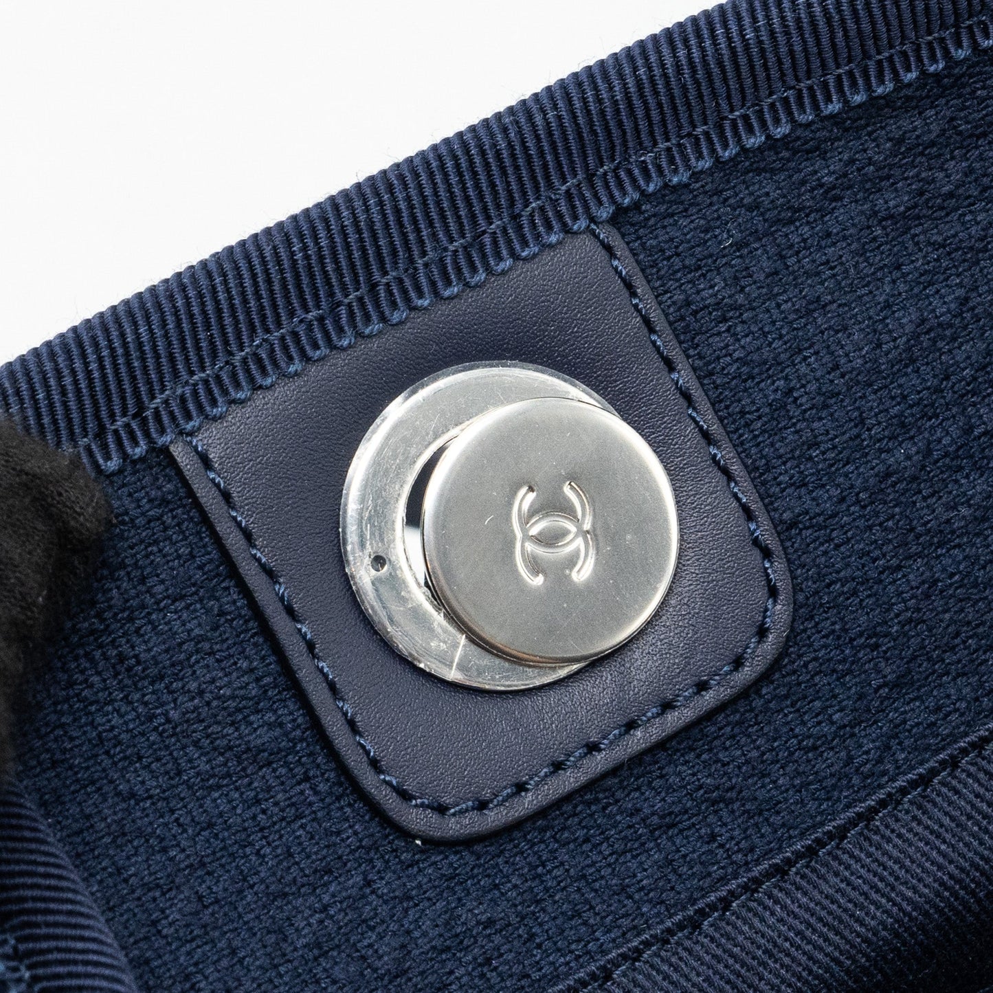 Chanel Deauville Tote Bag Canvas Navy  (microchip)