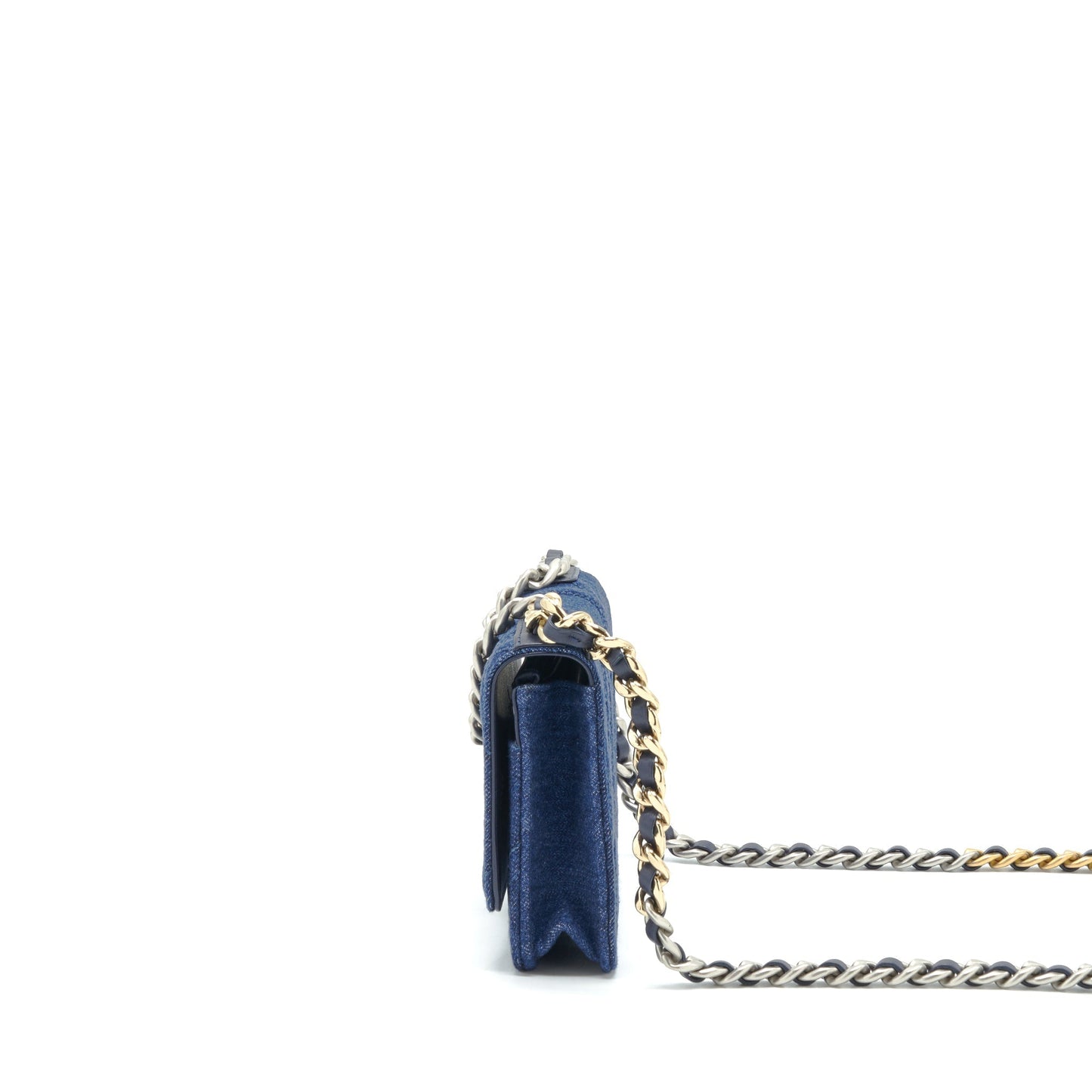 Chanel 22P Denim 19 Wallet On Chain Multicolour Hardware