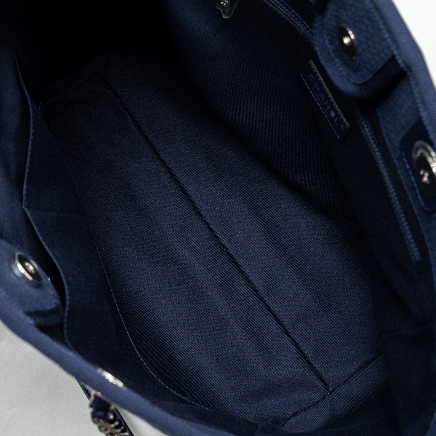 Chanel Deauville Tote Bag Canvas Navy  (microchip)