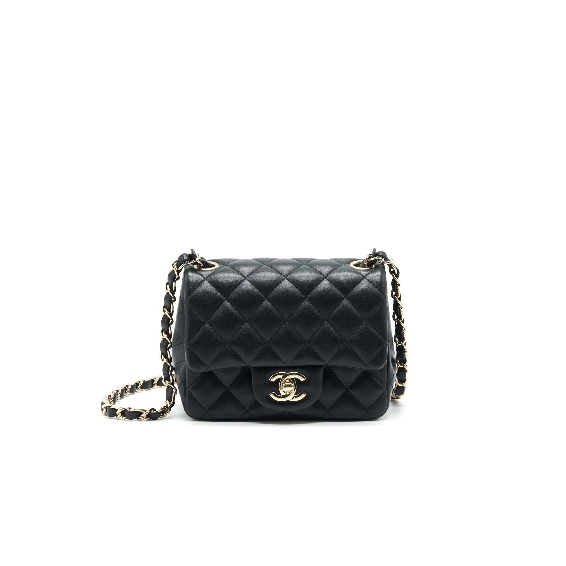 Chanel Mini Square Lambskin Black LGHW serial 29 Handbag