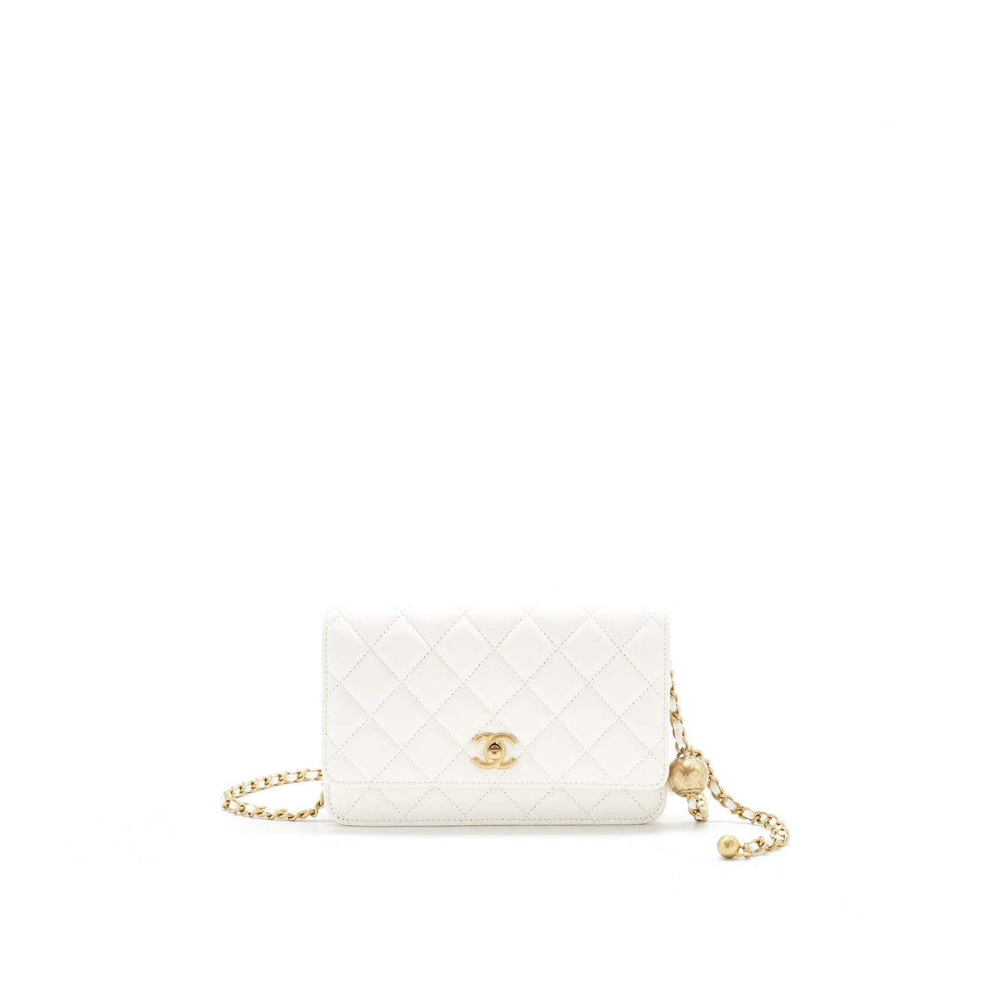 CHANEL Pearl Crush Wallet on Chain White