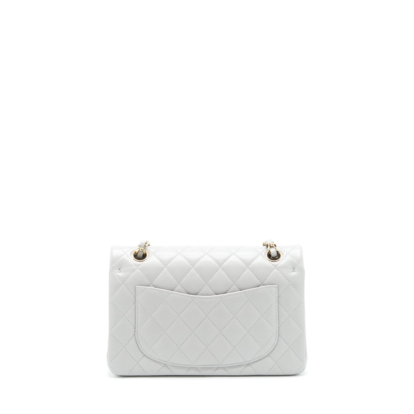 Chanel 21A Small Classic Double Flap Bag Caviar NC634 Light Grey L