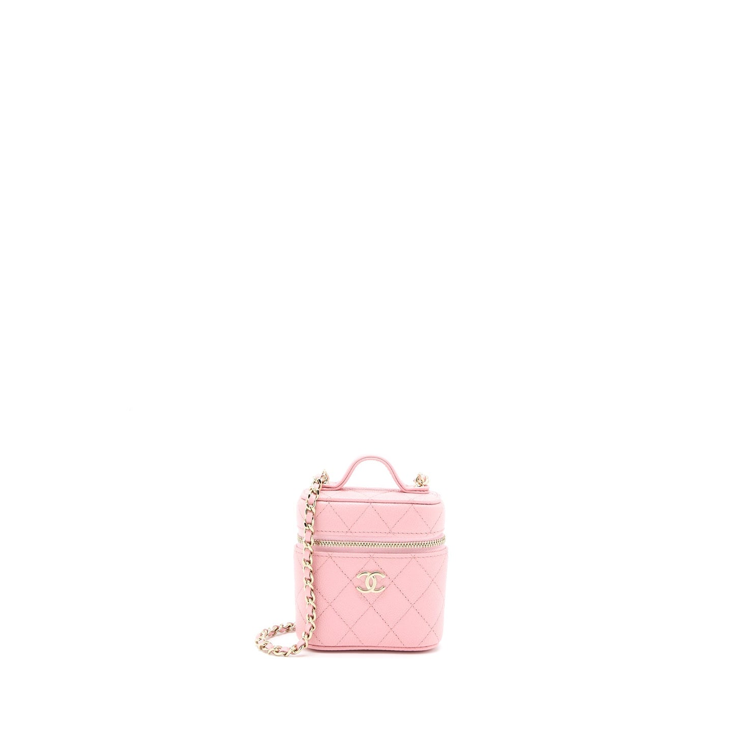Chanel Mini Top Handle Vanity Case Caviar Pink L