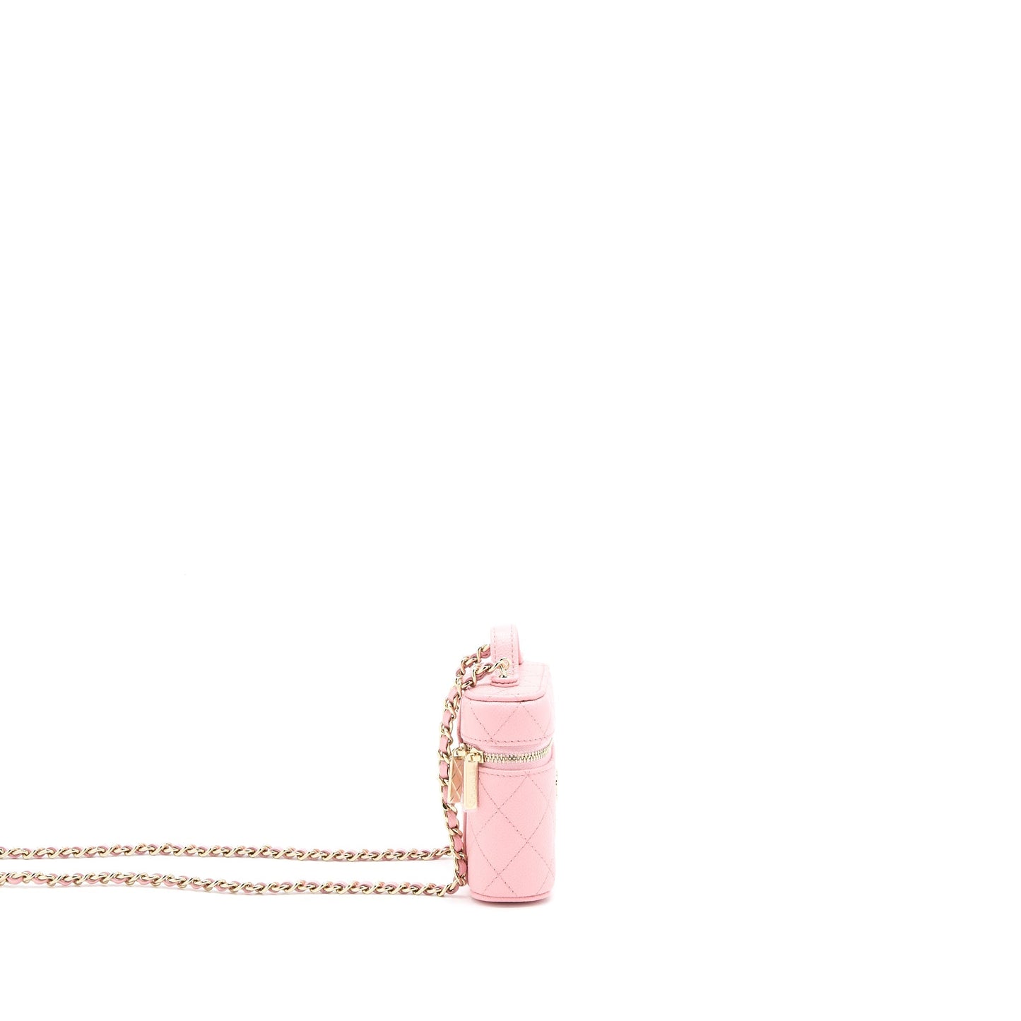 Chanel Mini Top Handle Vanity Case Caviar Pink L