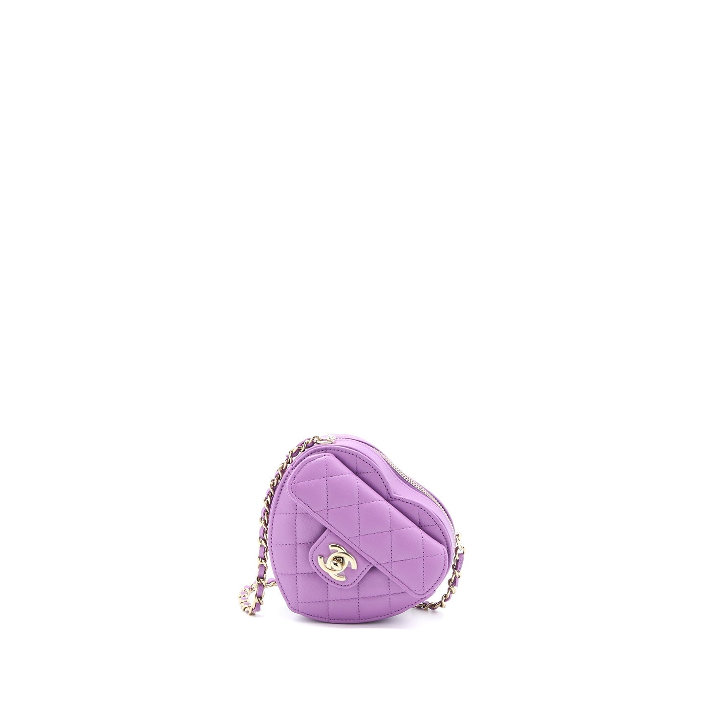Chanel Small Heart Bag Lambskin Purple L